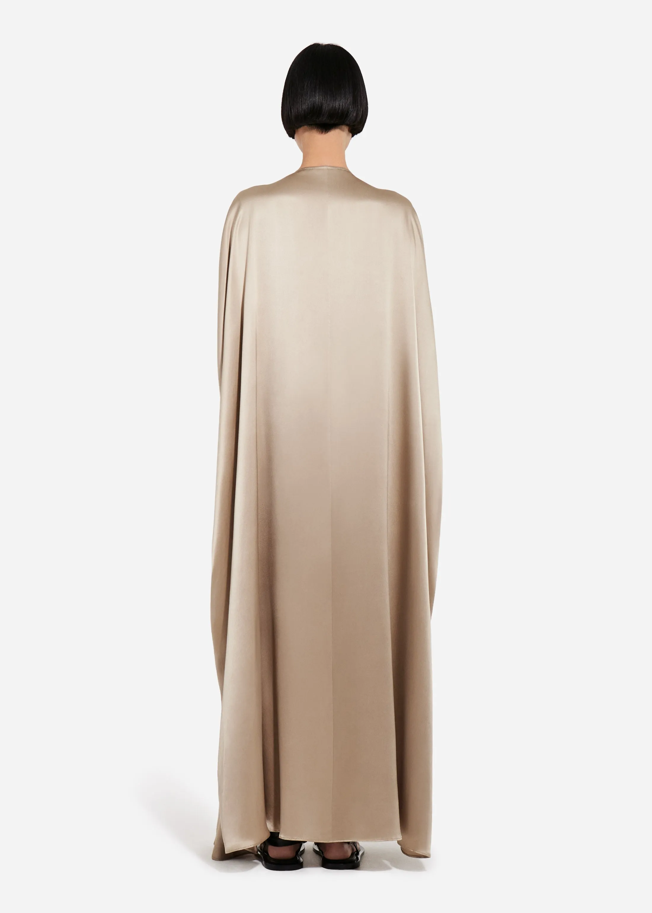 Caped Back Dress in Silk Charmeuse - Sesame sold by CO product image thumbnail 3