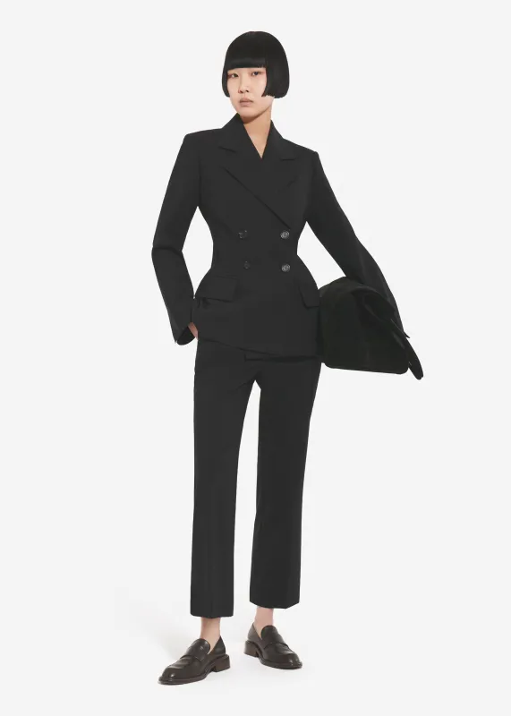 Double Breasted Fitted Blazer in Wool - Black sold by CO