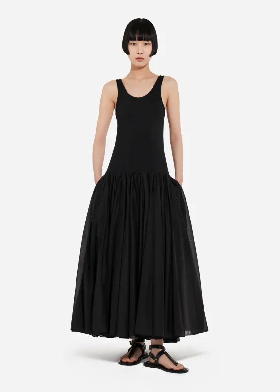 Crinoline Double Layer Dress in Cotton Silk Voile - Black made by CO