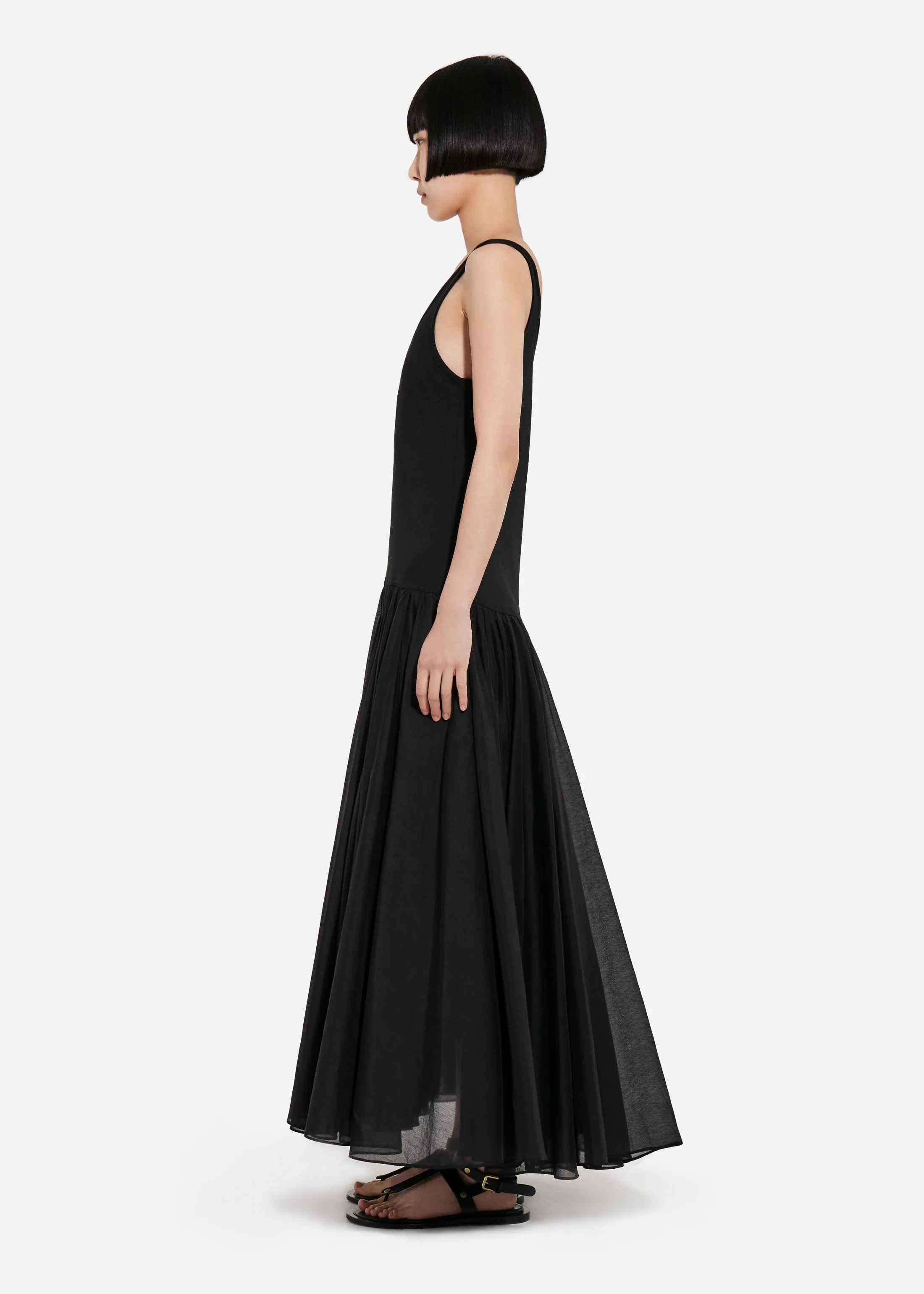 Crinoline Double Layer Dress in Cotton Silk Voile - Black sold by CO product image thumbnail 2