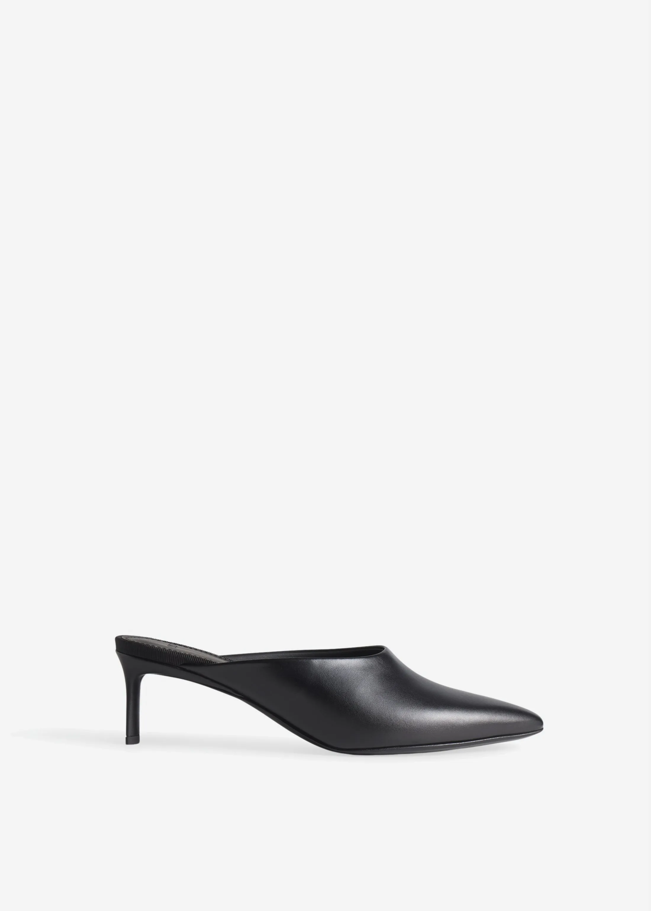 Pointed Toe Mule in Calf Skin Leather - Black sold by CO