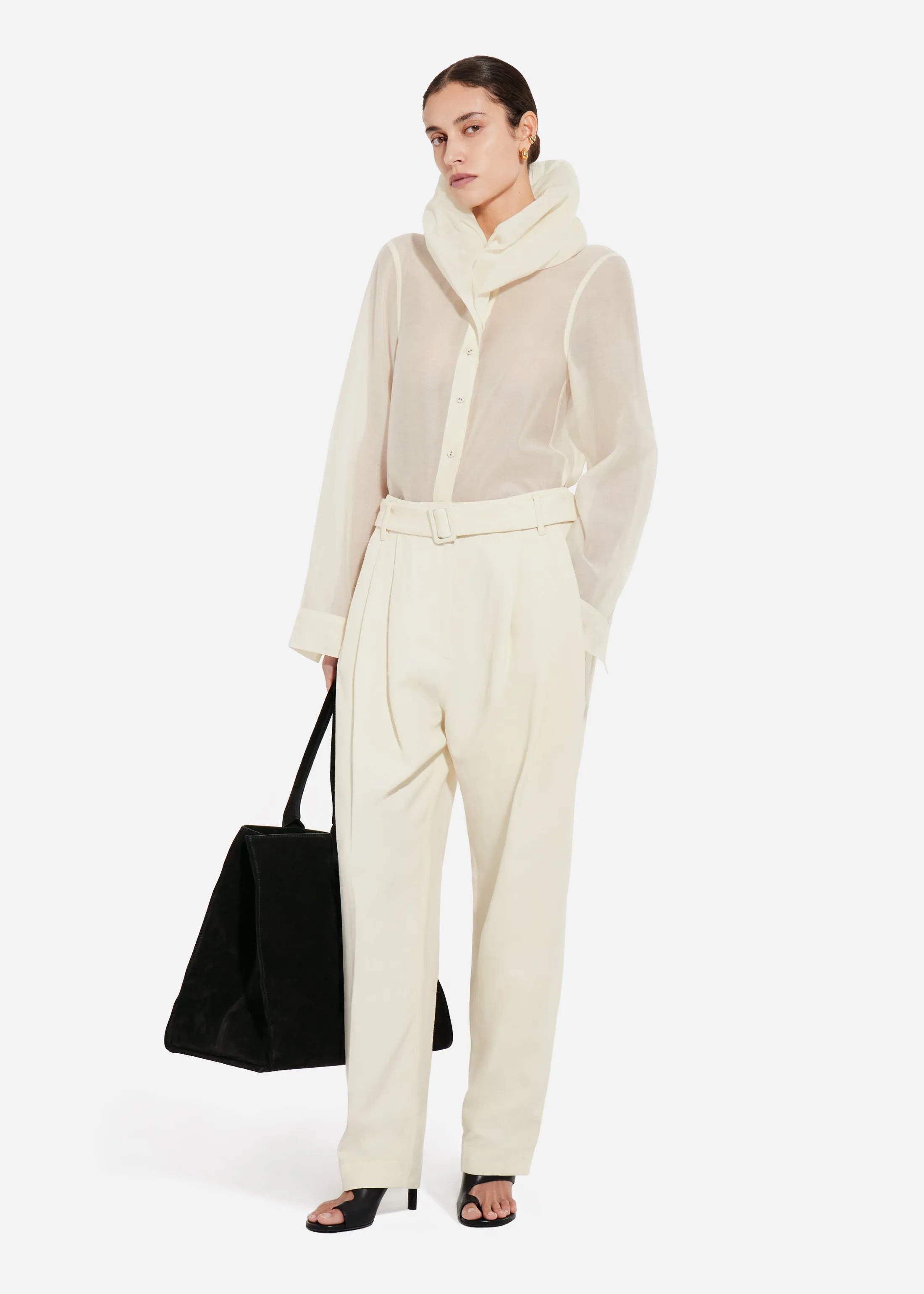 Cloud Collar Shirt in Cotton Silk Voile - Pearl sold by CO product image thumbnail 5