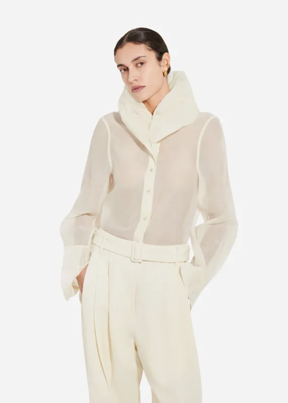 Cloud Collar Shirt in Cotton Silk Voile - Pearl sold by CO