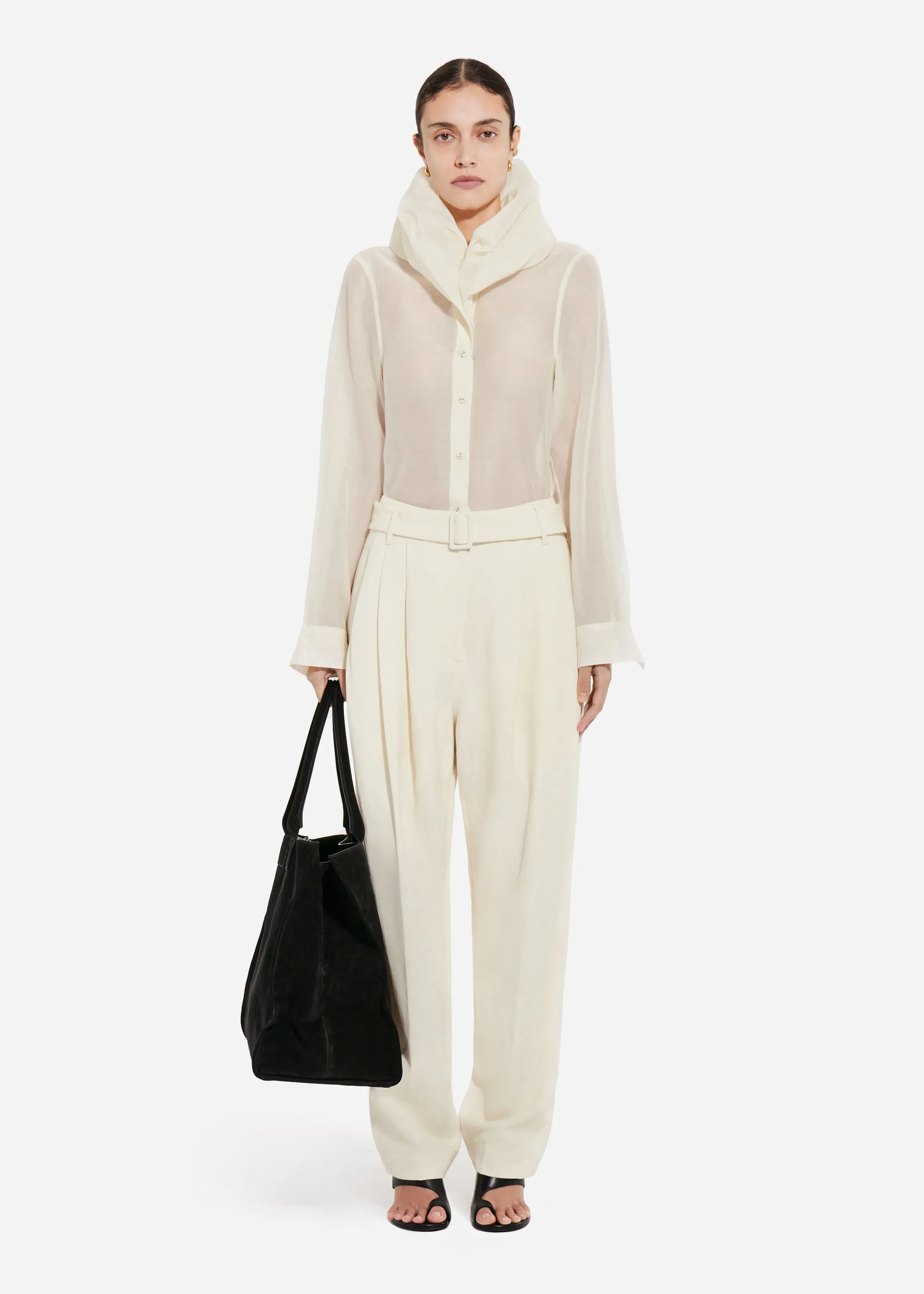 Cloud Collar Shirt in Cotton Silk Voile - Pearl sold by CO product image thumbnail 2