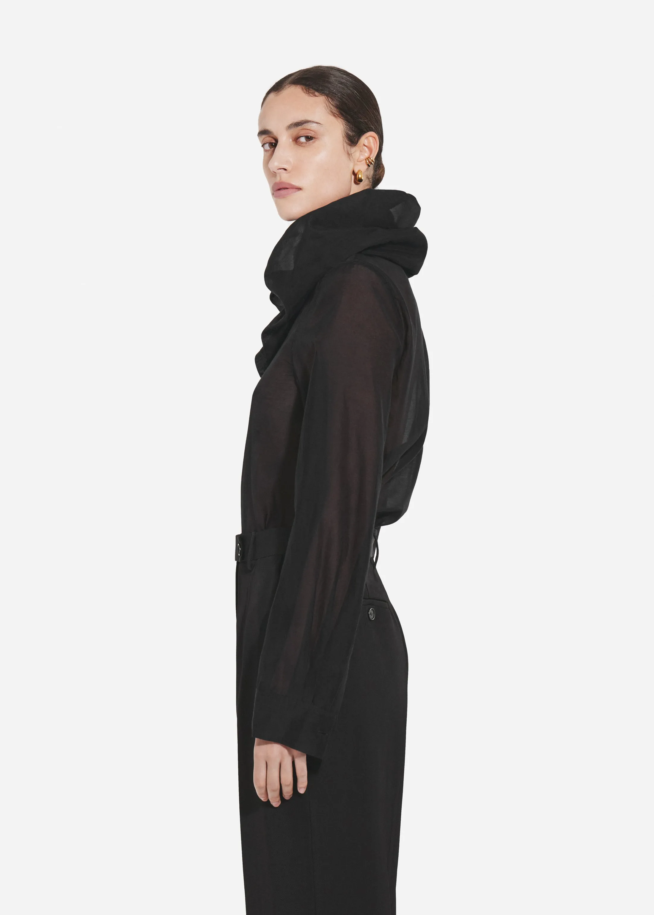 Cloud Collar Shirt in Cotton Silk Voile - Black sold by CO product image thumbnail 2