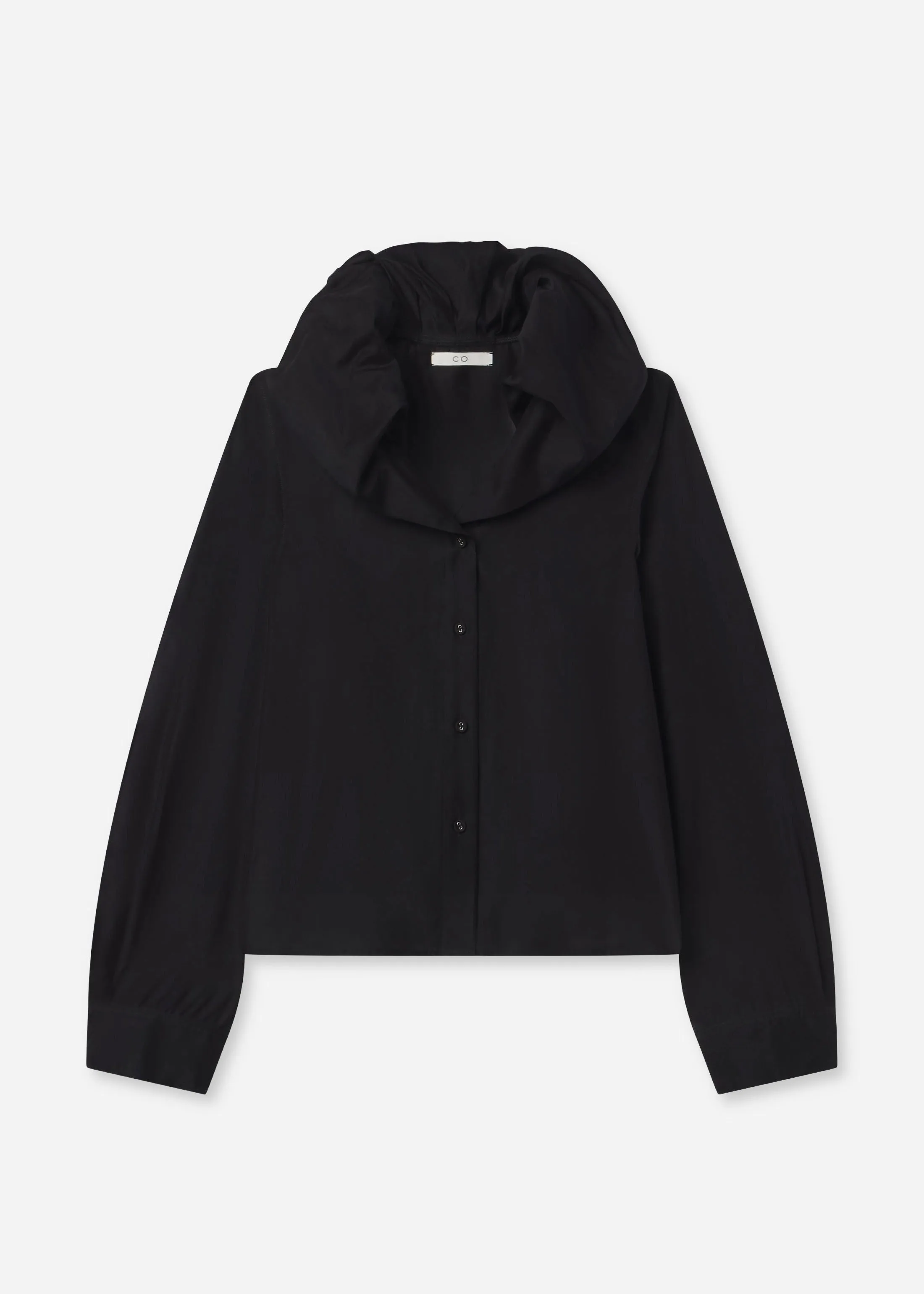 Cloud Collar Shirt in Cotton Silk Voile - Black sold by CO product image thumbnail 4