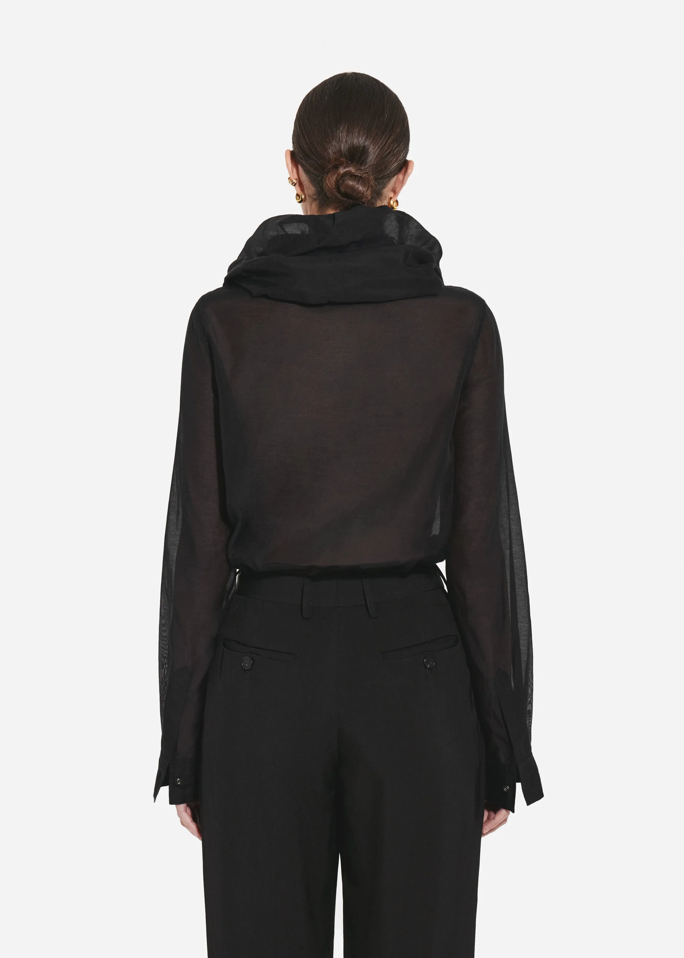 Cloud Collar Shirt in Cotton Silk Voile - Black sold by CO product image thumbnail 3