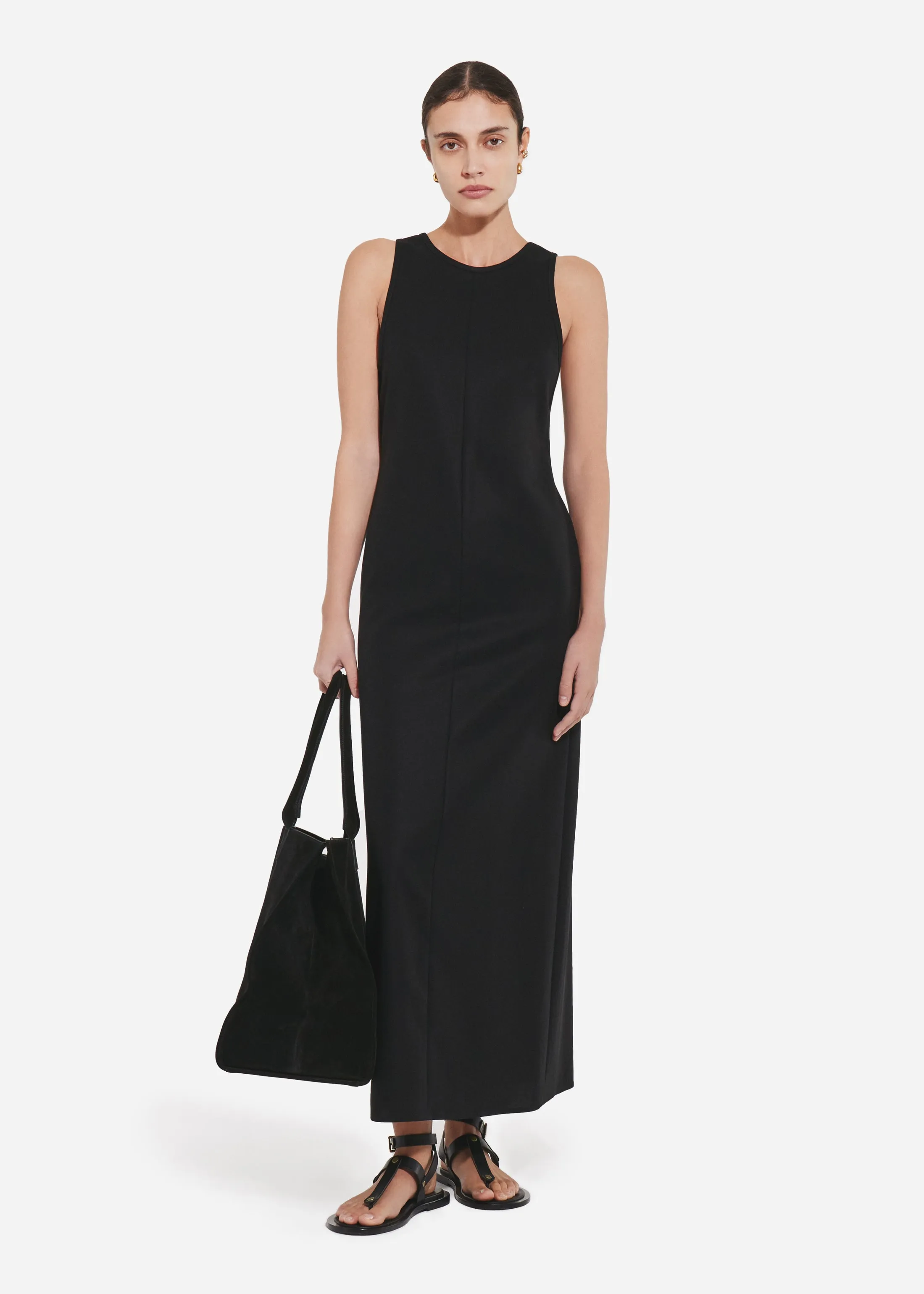 Racer Back Tank Dress in Cotton - Black sold by CO