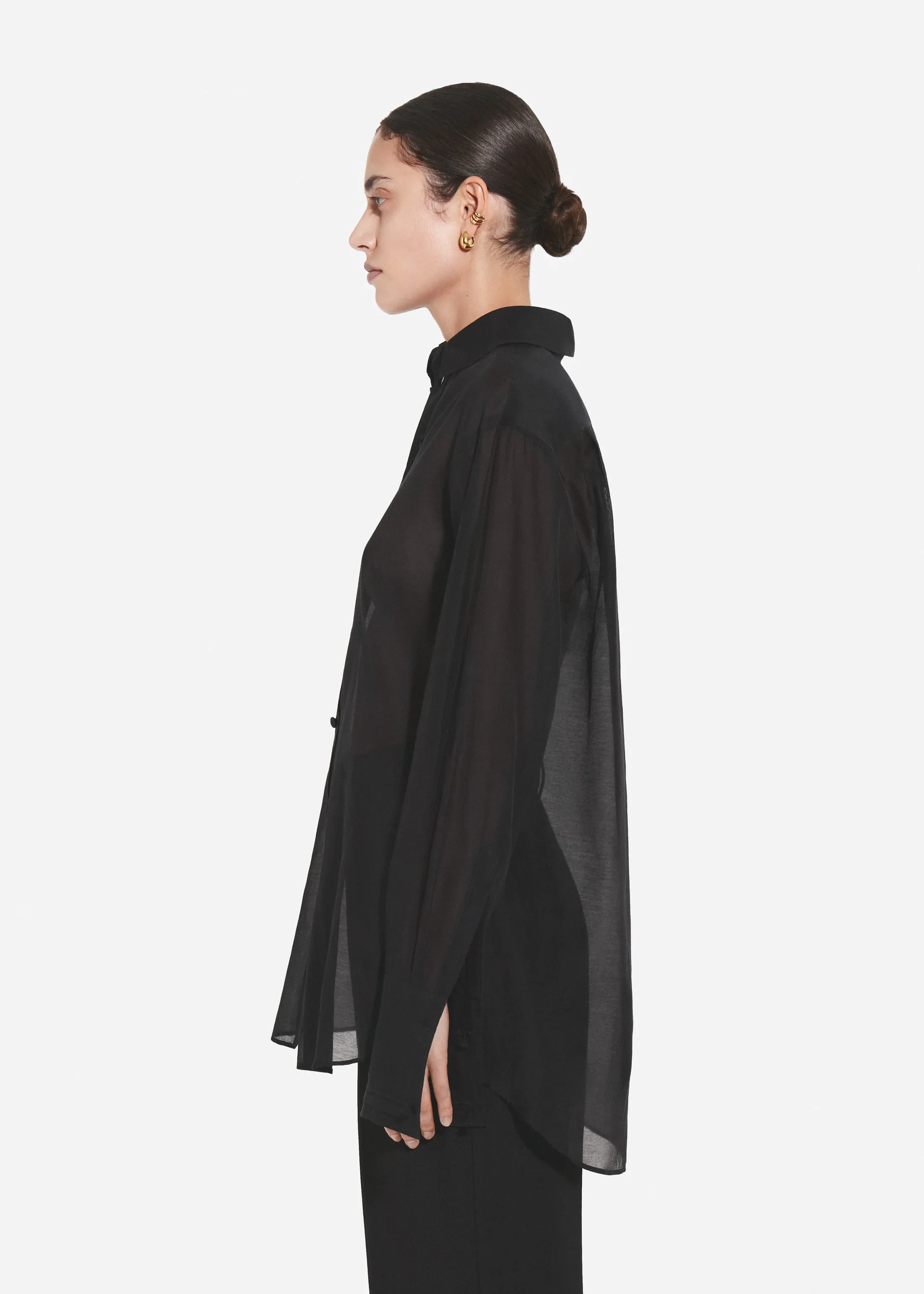 Mens Collared Shirt in Cotton Silk - Black sold by CO product image thumbnail 2