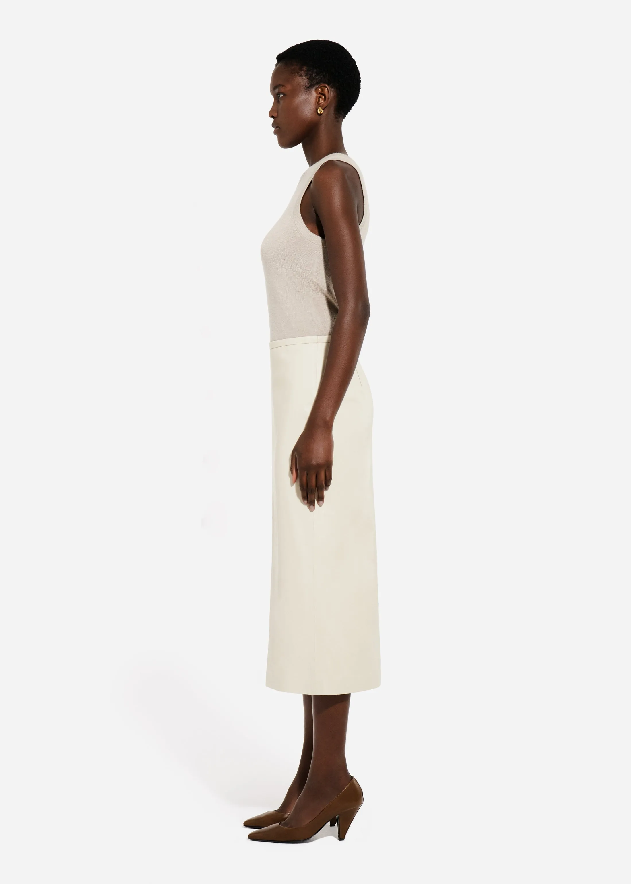 Pencil Skirt in Leather - Pearl sold by CO product image thumbnail 3