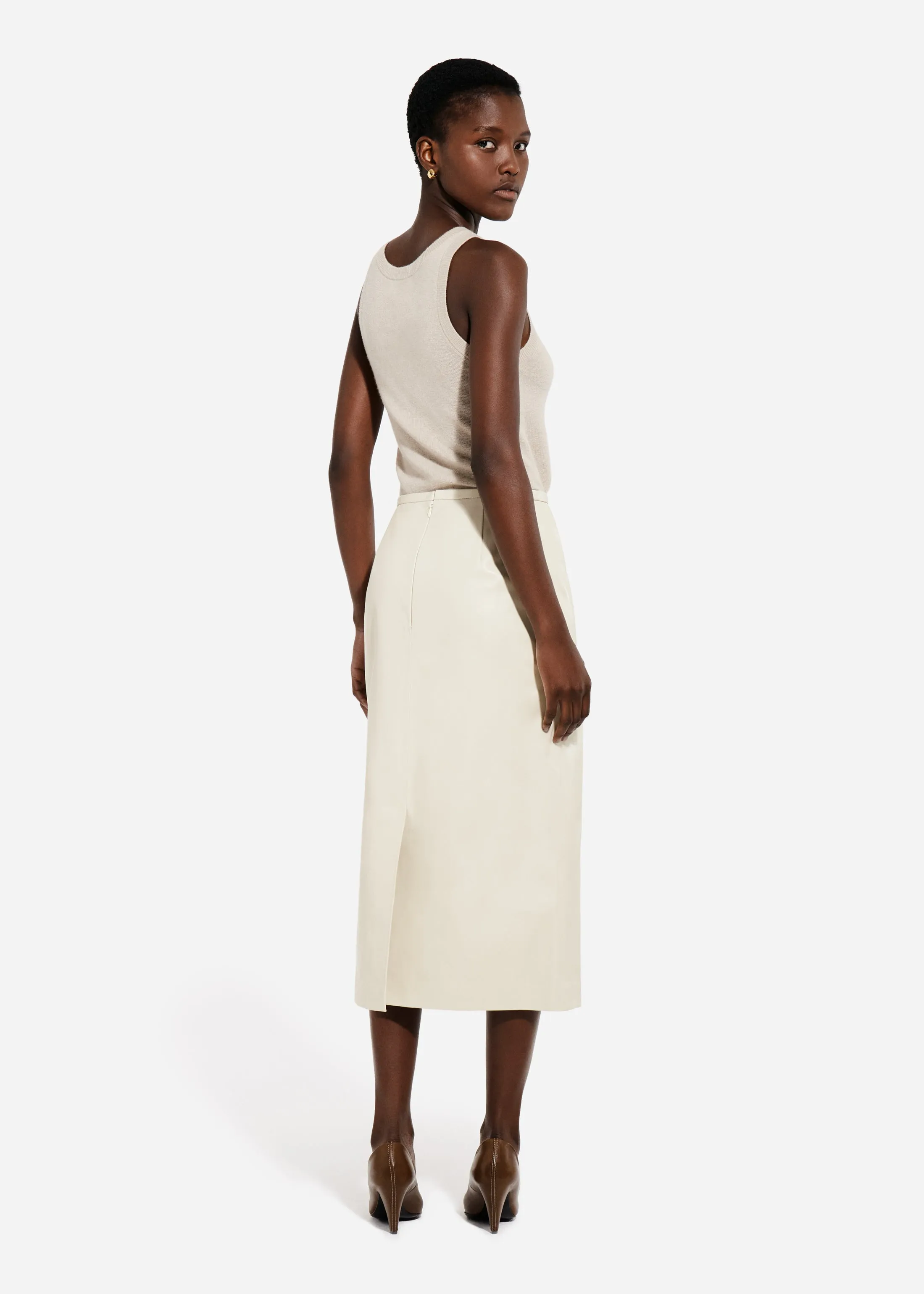 Pencil Skirt in Leather - Pearl sold by CO product image thumbnail 2