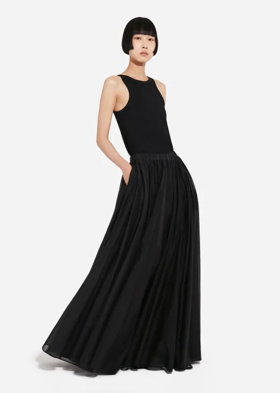 Crinoline Double Layer Skirt in Cotton Silk Voile - Black made by CO