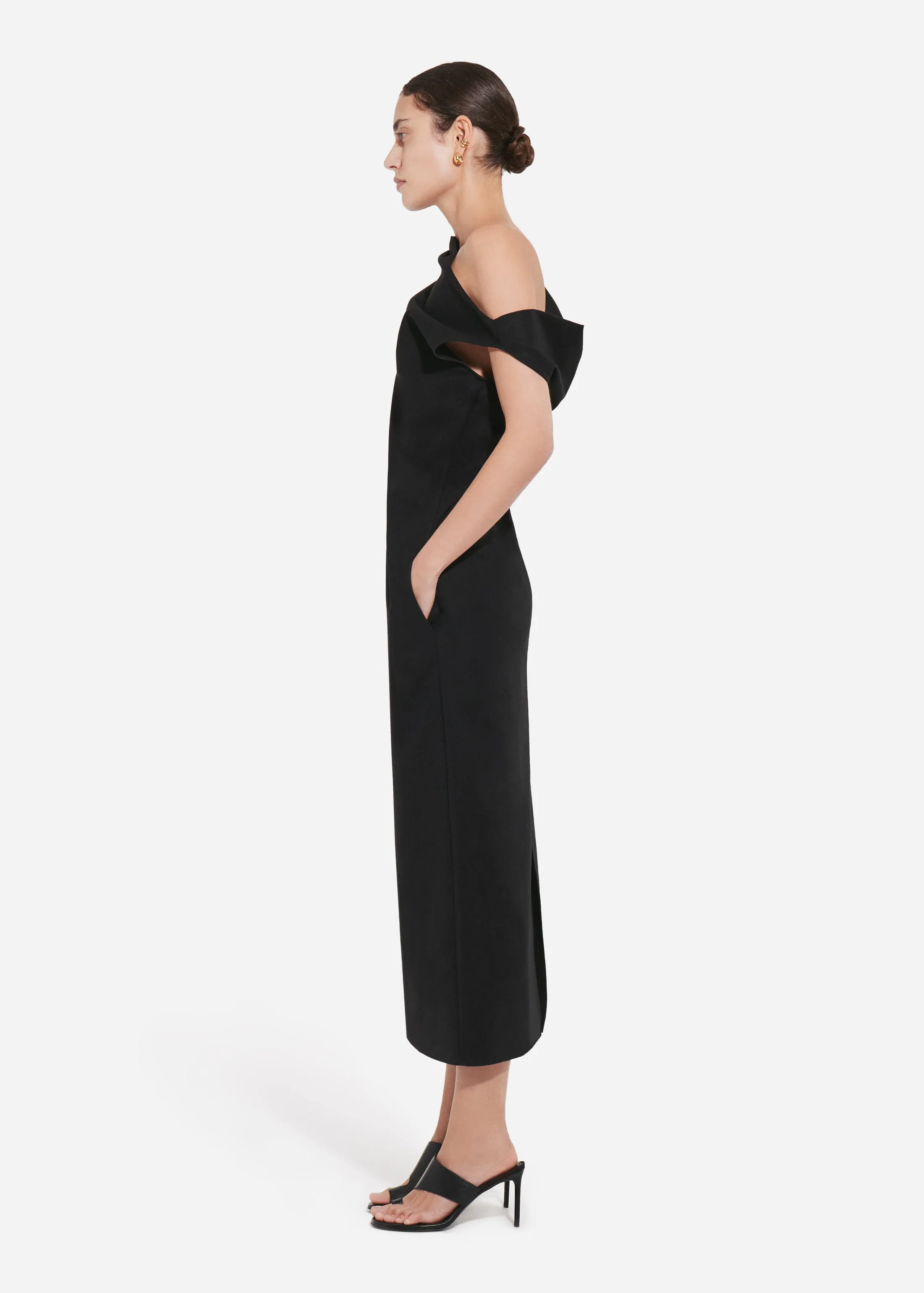 Draped Back Dress in Cotton - Black sold by CO product image thumbnail 3