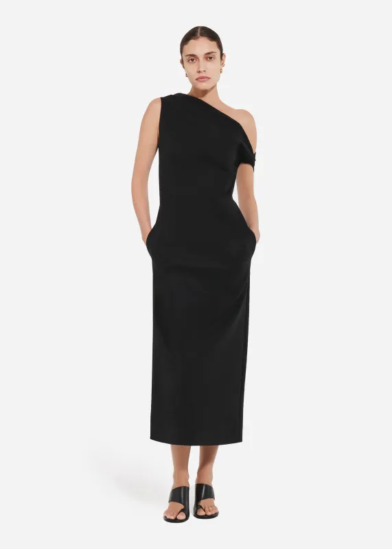 Draped Back Dress in Cotton - Black sold by CO