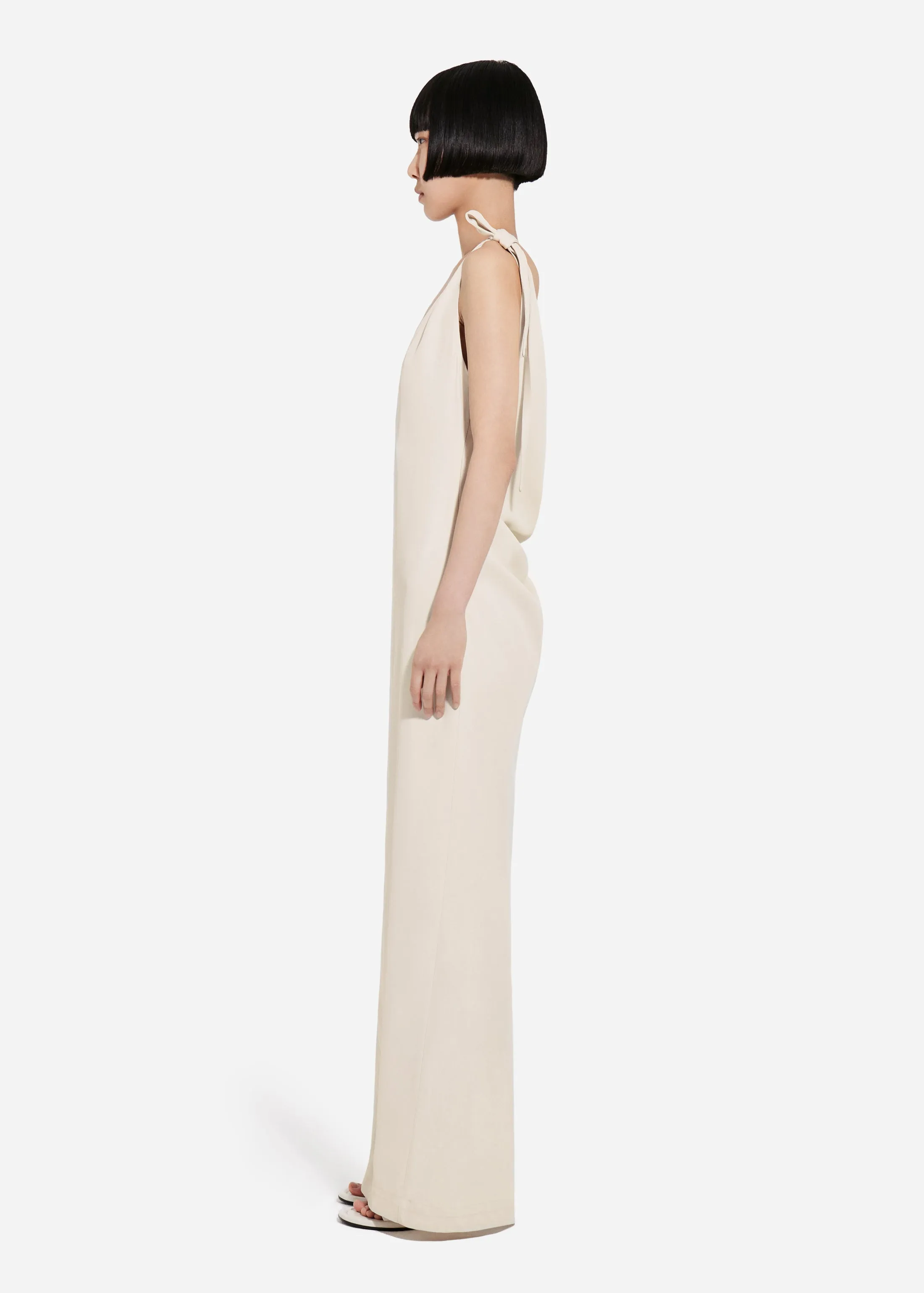 Pleated Slip Dress in Viscose Twill - Pearl sold by CO product image thumbnail 4