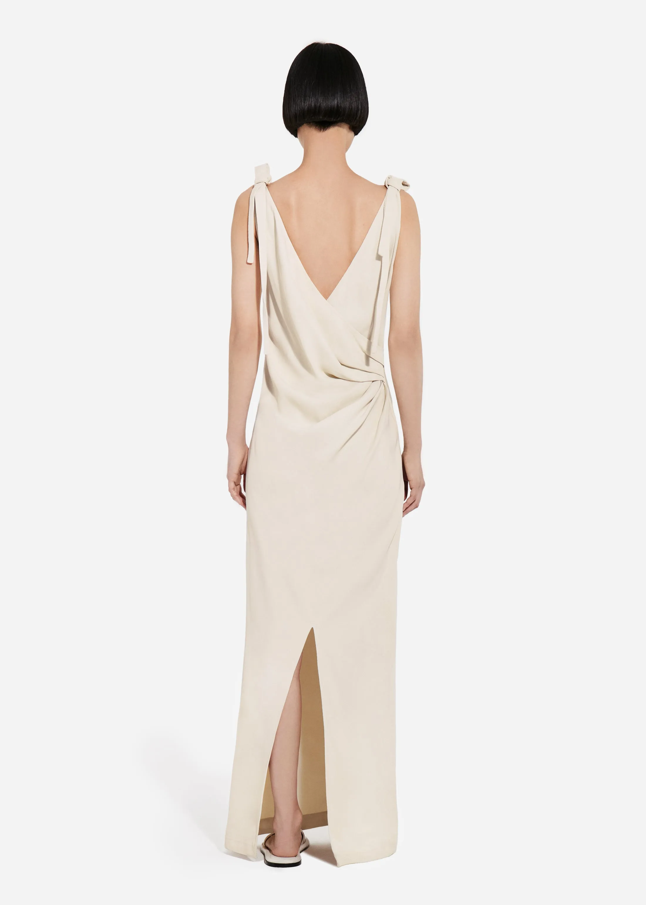 Pleated Slip Dress in Viscose Twill - Pearl sold by CO product image thumbnail 3