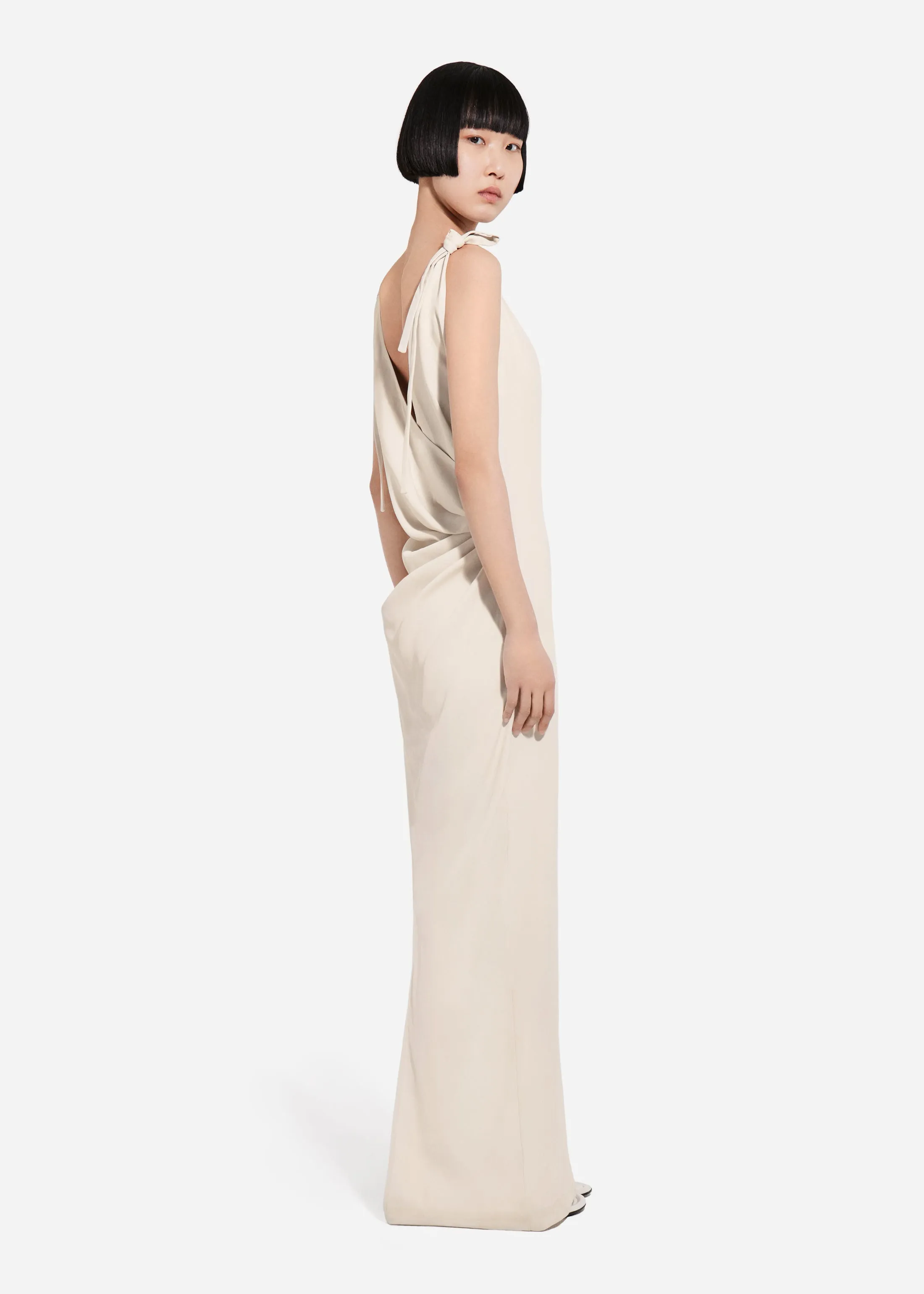 Pleated Slip Dress in Viscose Twill - Pearl sold by CO product image thumbnail 2