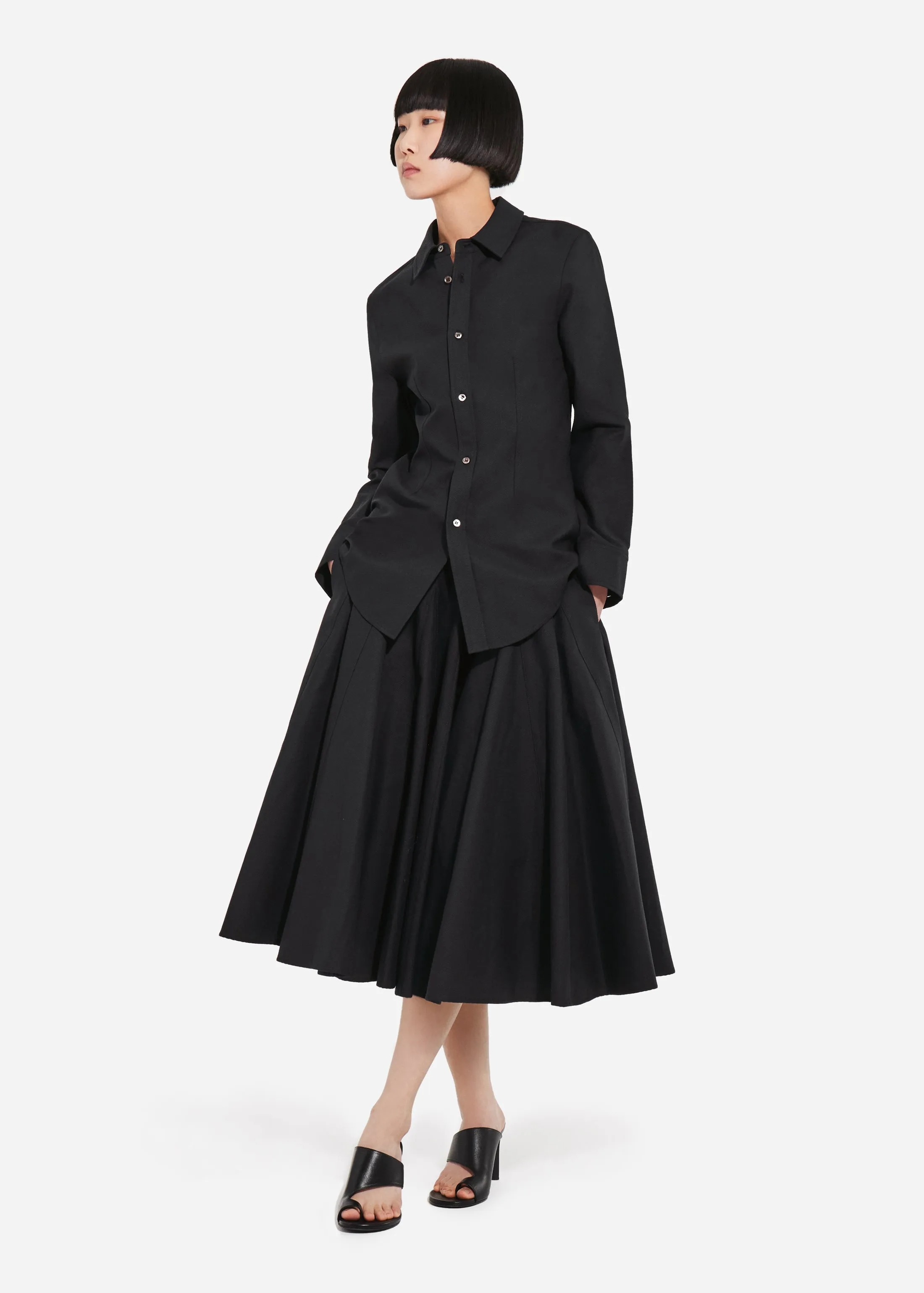 Fitted Button Down Shirt in Cotton Pique - Black sold by CO product image thumbnail 2