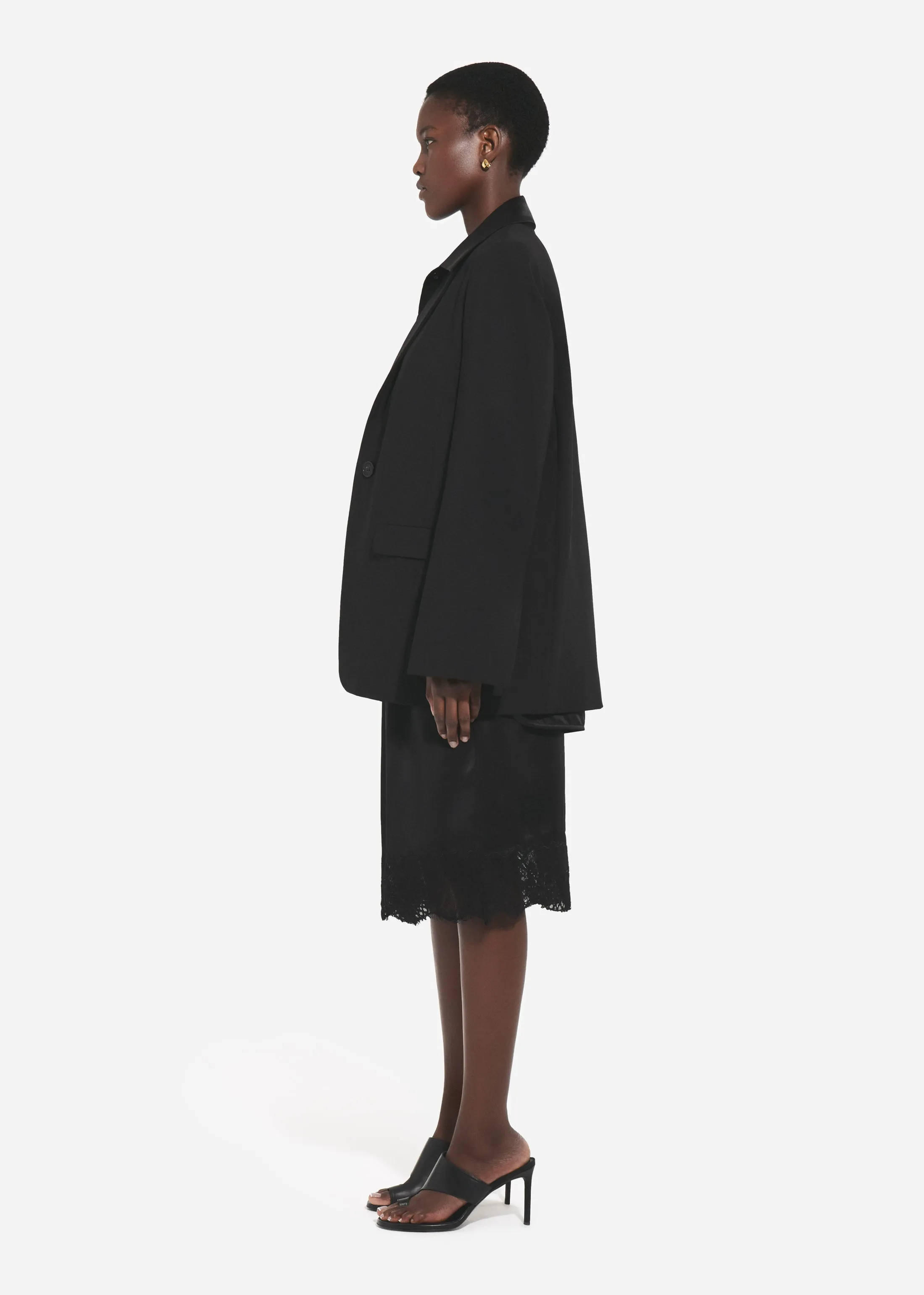 Lace-Trimmed Slip Skirt in Silk - Black sold by CO product image thumbnail 2