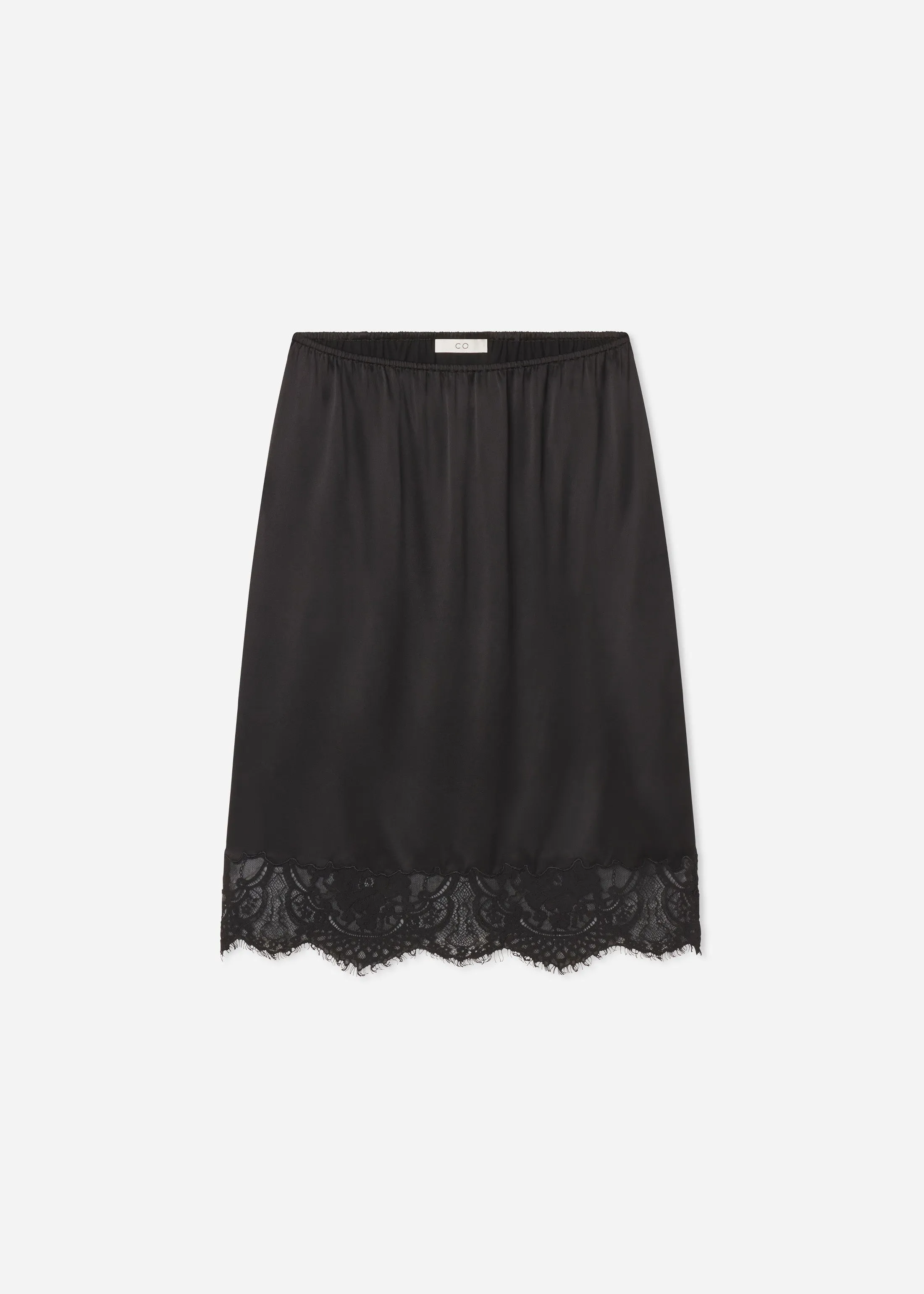 Lace-Trimmed Slip Skirt in Silk - Black sold by CO product image thumbnail 4