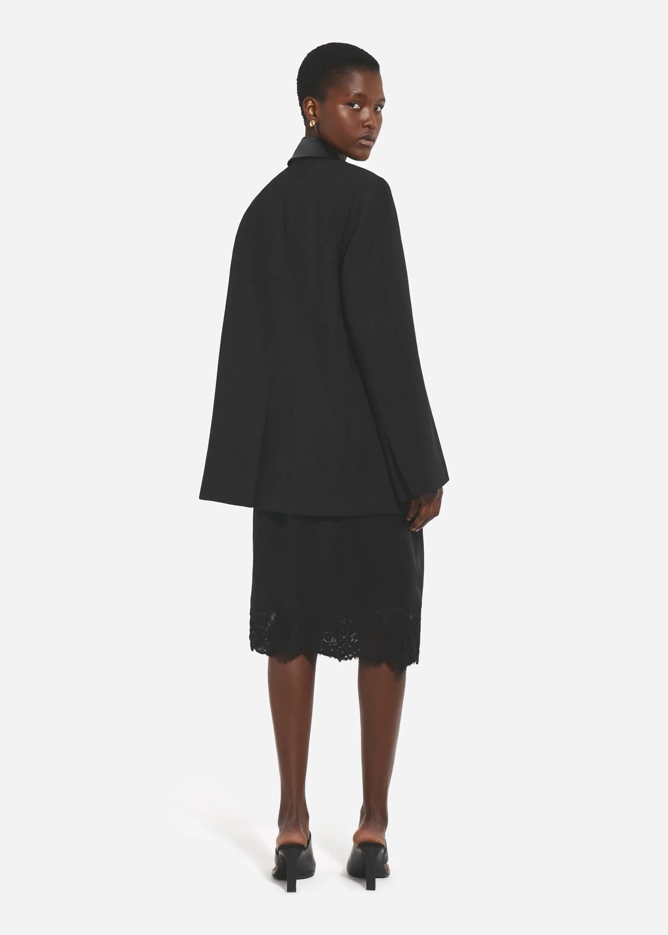 Lace-Trimmed Slip Skirt in Silk - Black sold by CO product image thumbnail 3