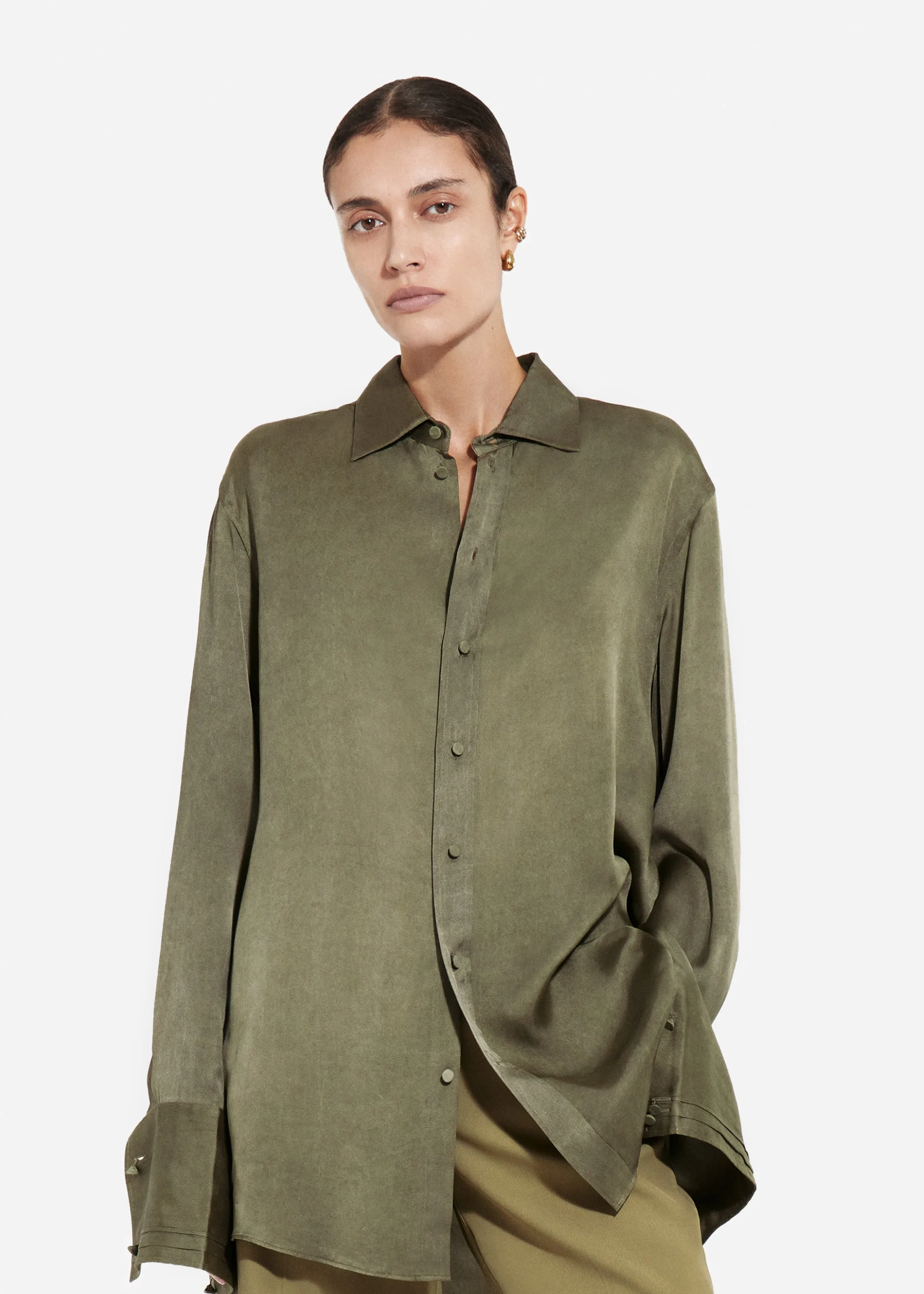 Mens Collared Shirt in Viscose - Jade sold by CO