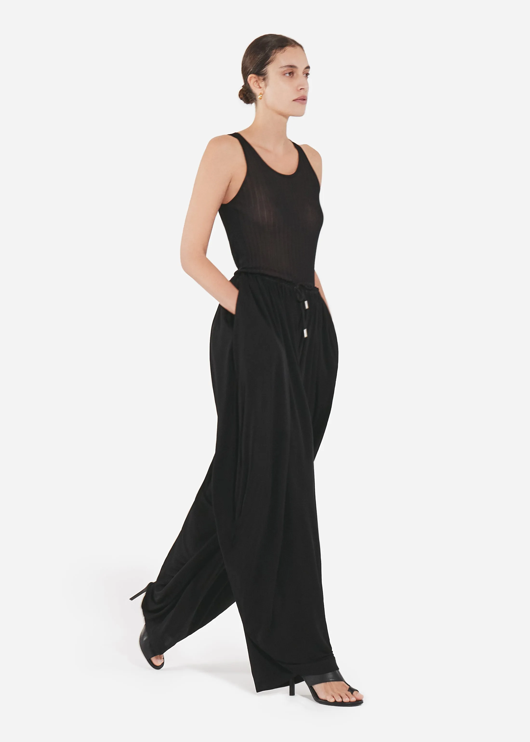 Elasticated Waist Gathered Pant in Viscose - Black sold by CO product image thumbnail 2