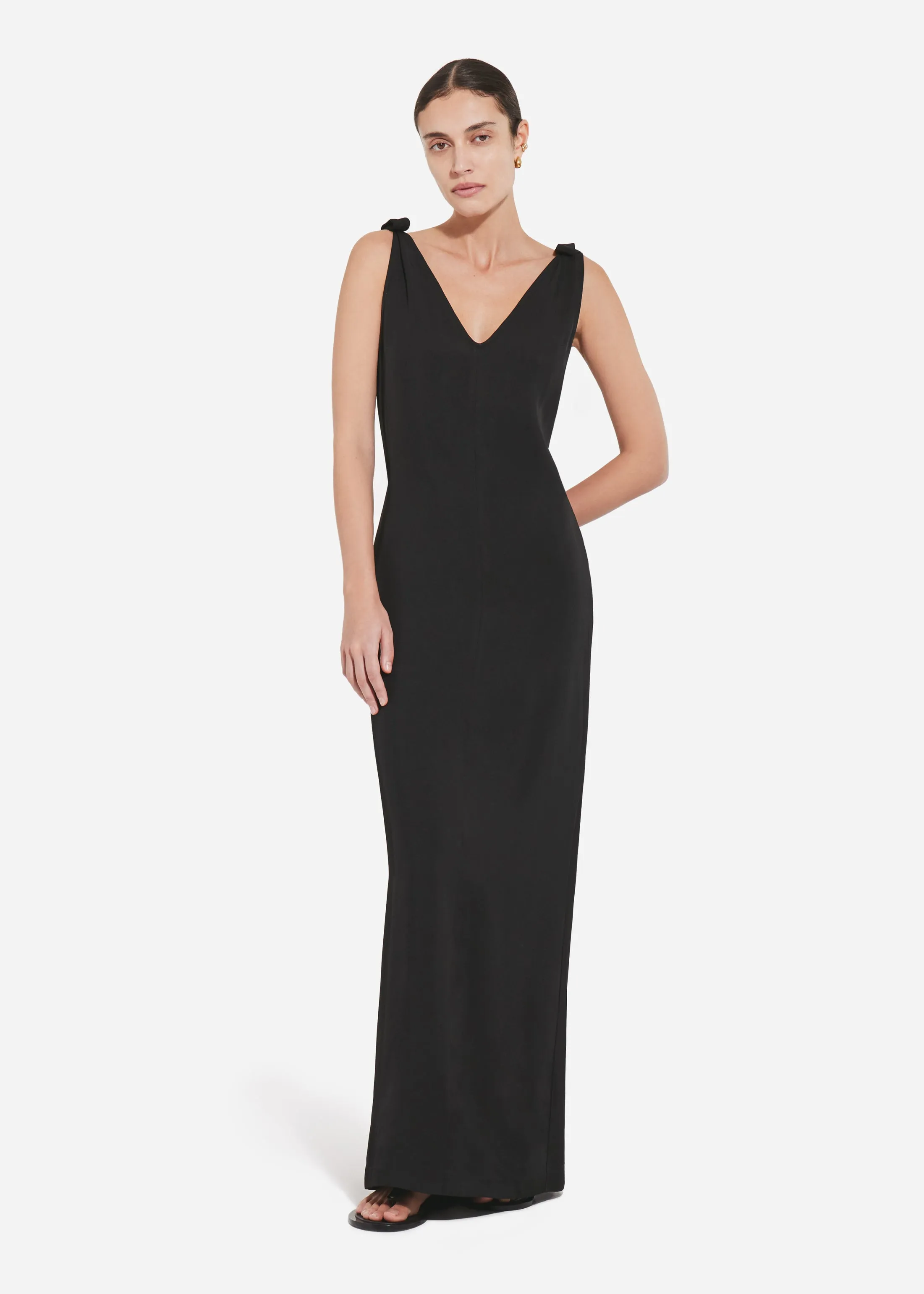 Pleated Slip Dress in Viscose Twill - Black sold by CO