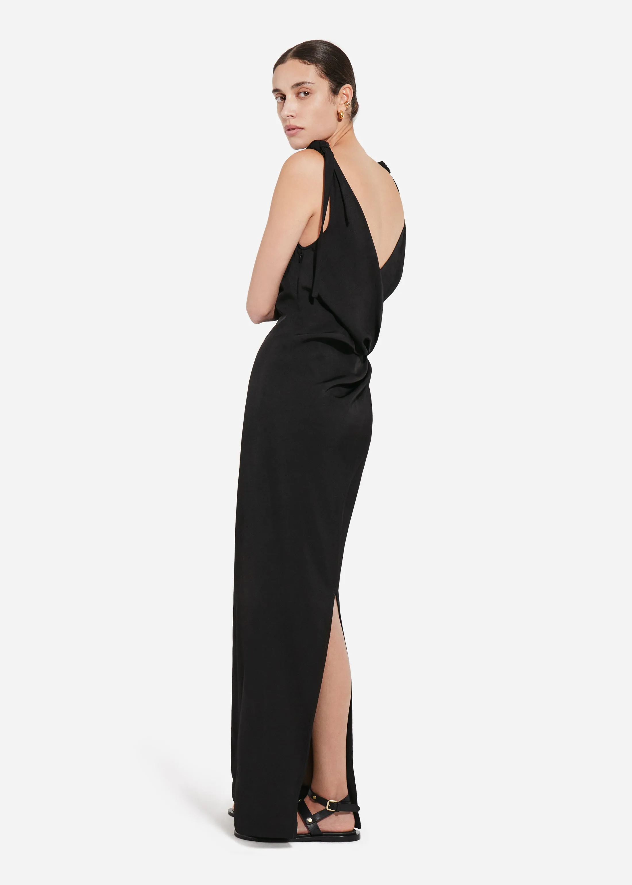 Pleated Slip Dress in Viscose Twill - Black sold by CO product image thumbnail 2