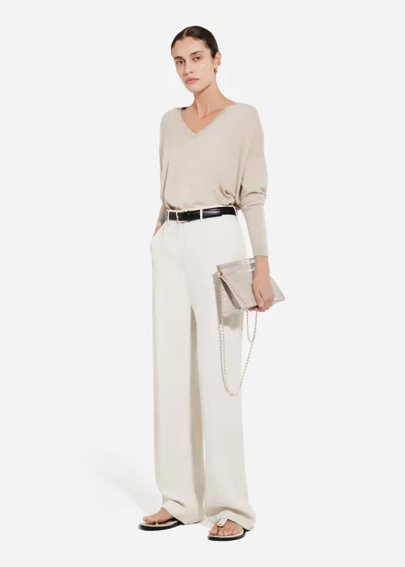 Tailored Straight-Leg Trouser in Viscose Twill - Pearl sold by CO