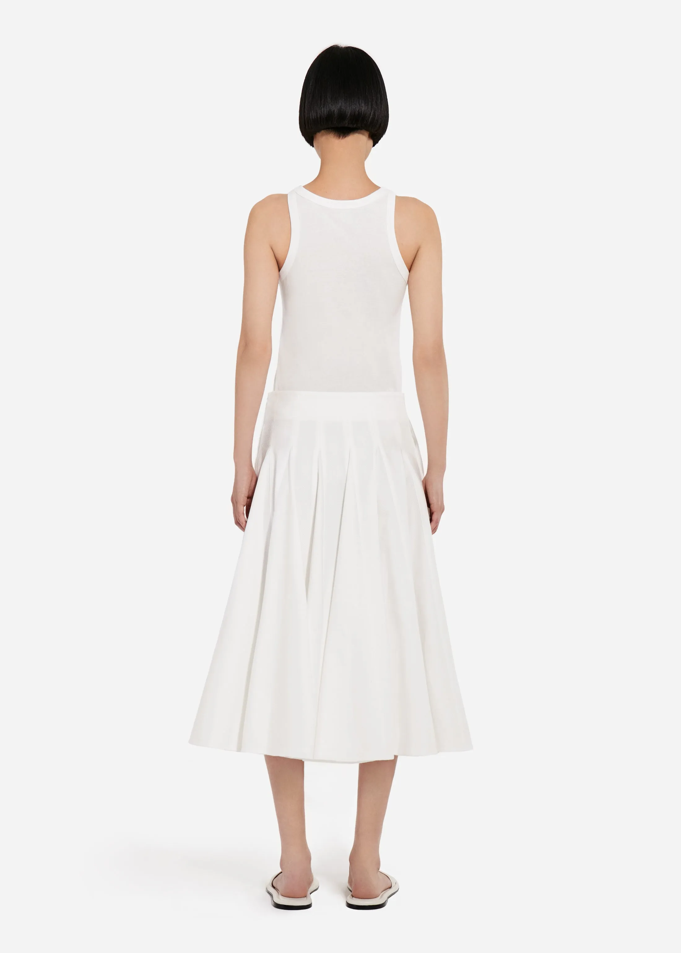 Godet Midi Skirt in Cotton Pique - White sold by CO product image thumbnail 4