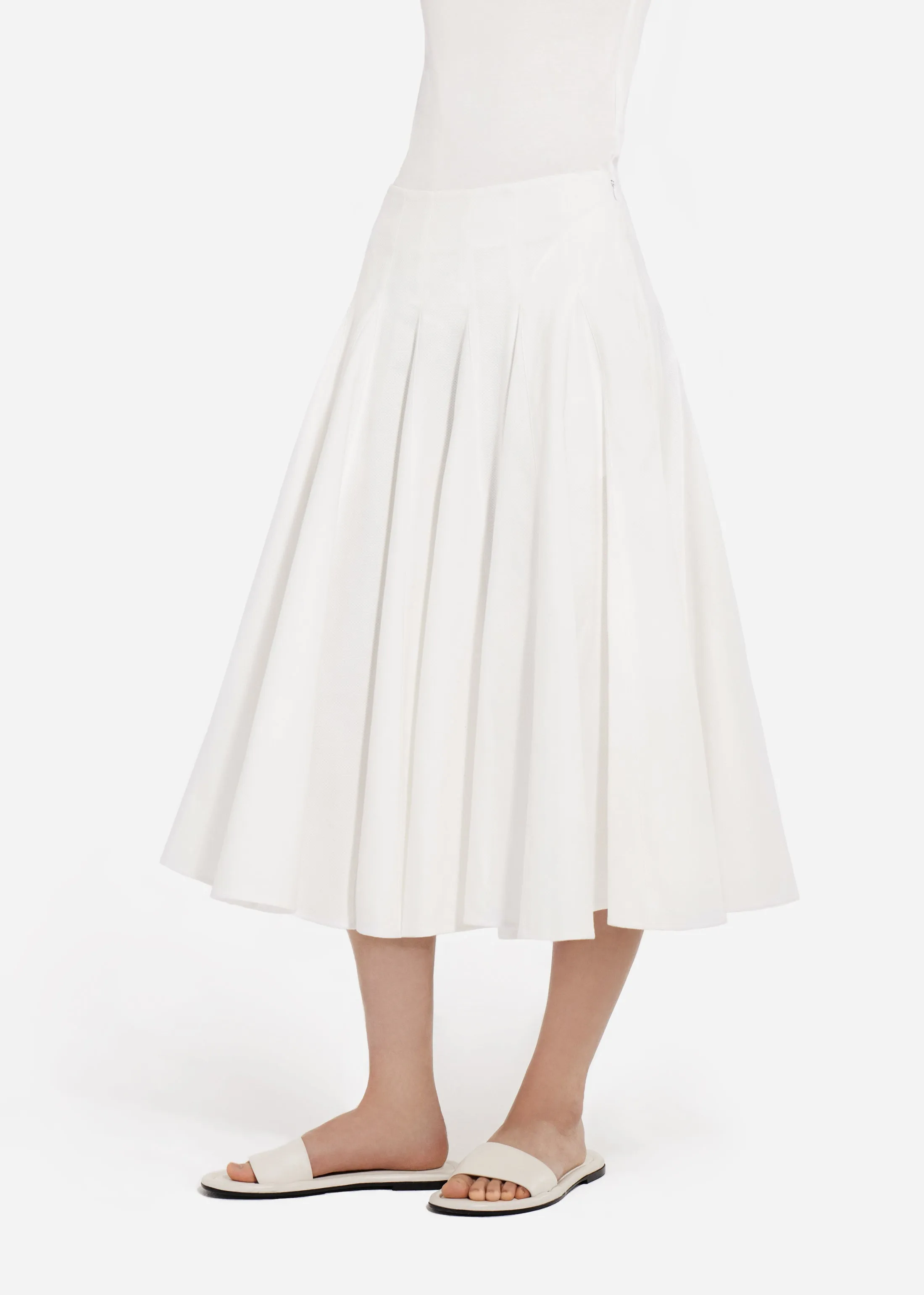 Godet Midi Skirt in Cotton Pique - White sold by CO product image thumbnail 2