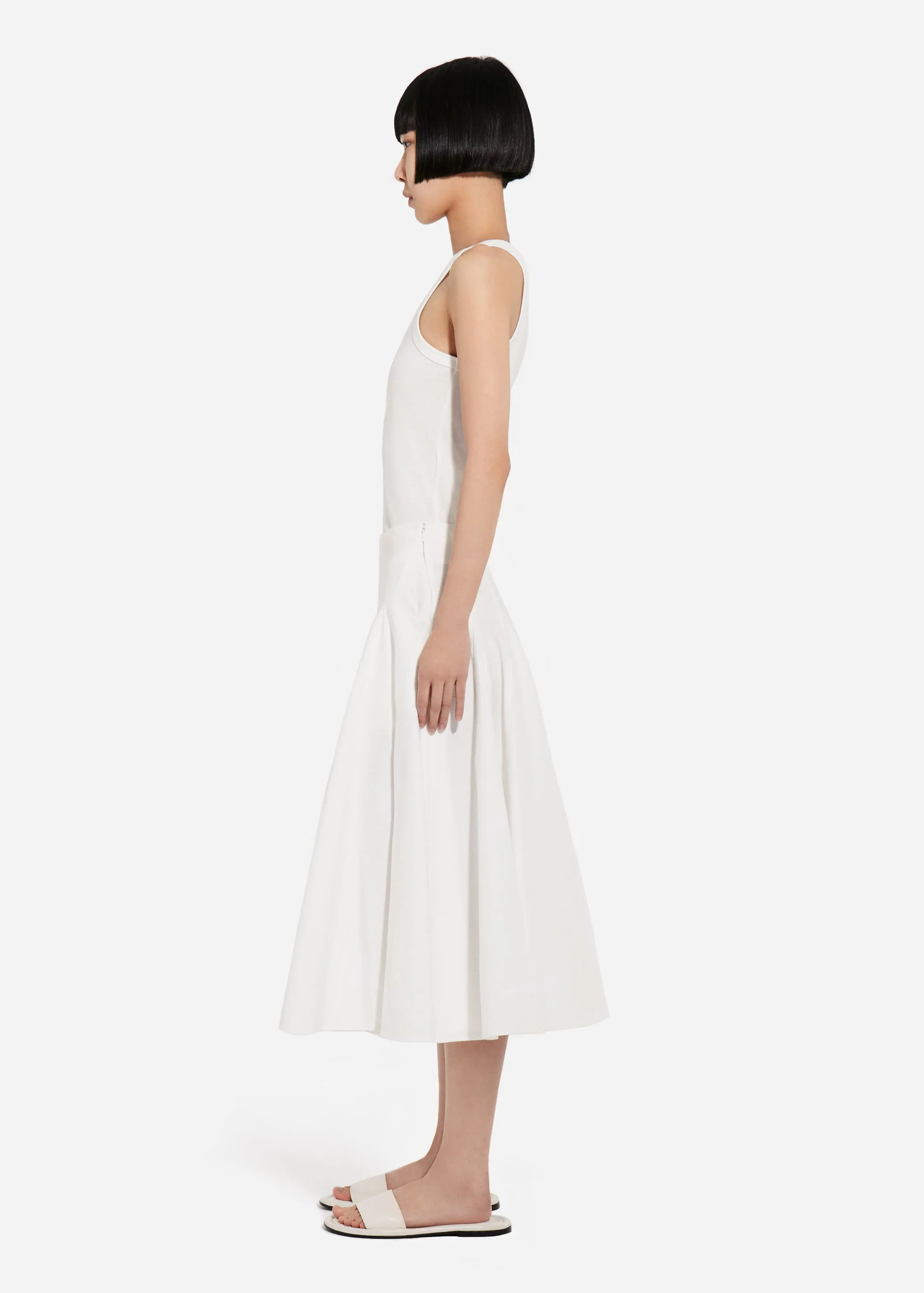 Godet Midi Skirt in Cotton Pique - White sold by CO product image thumbnail 3