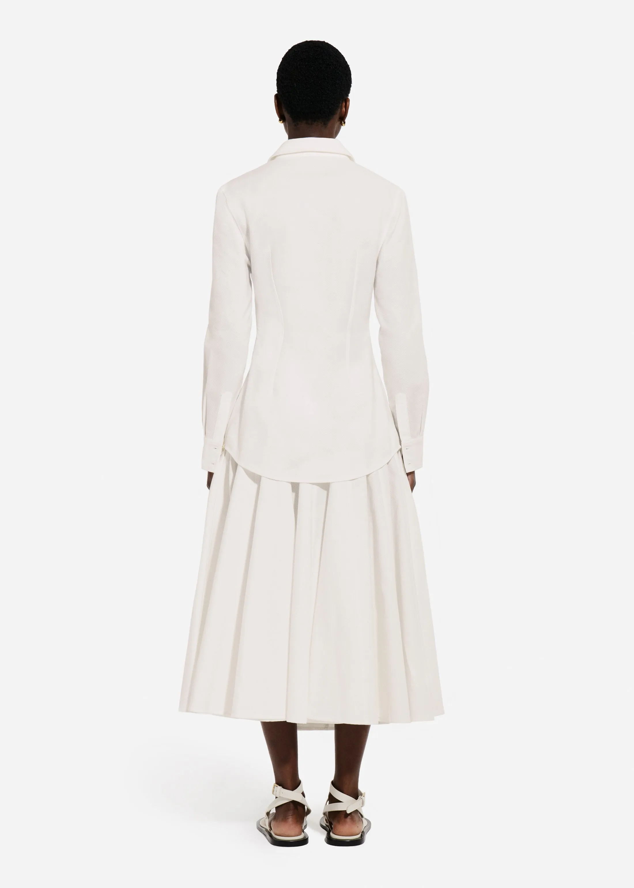Fitted Button Down Shirt in Cotton Pique - White sold by CO product image thumbnail 3