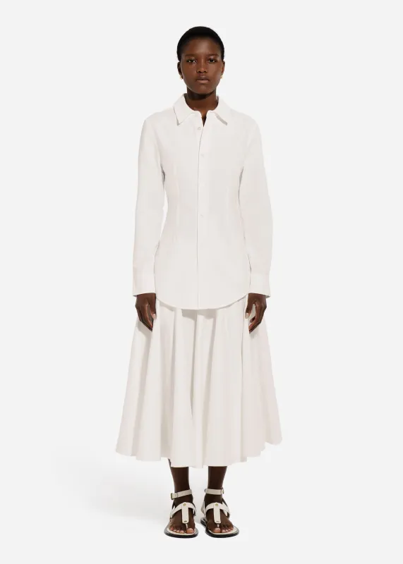 Fitted Button Down Shirt in Cotton Pique - White made by CO