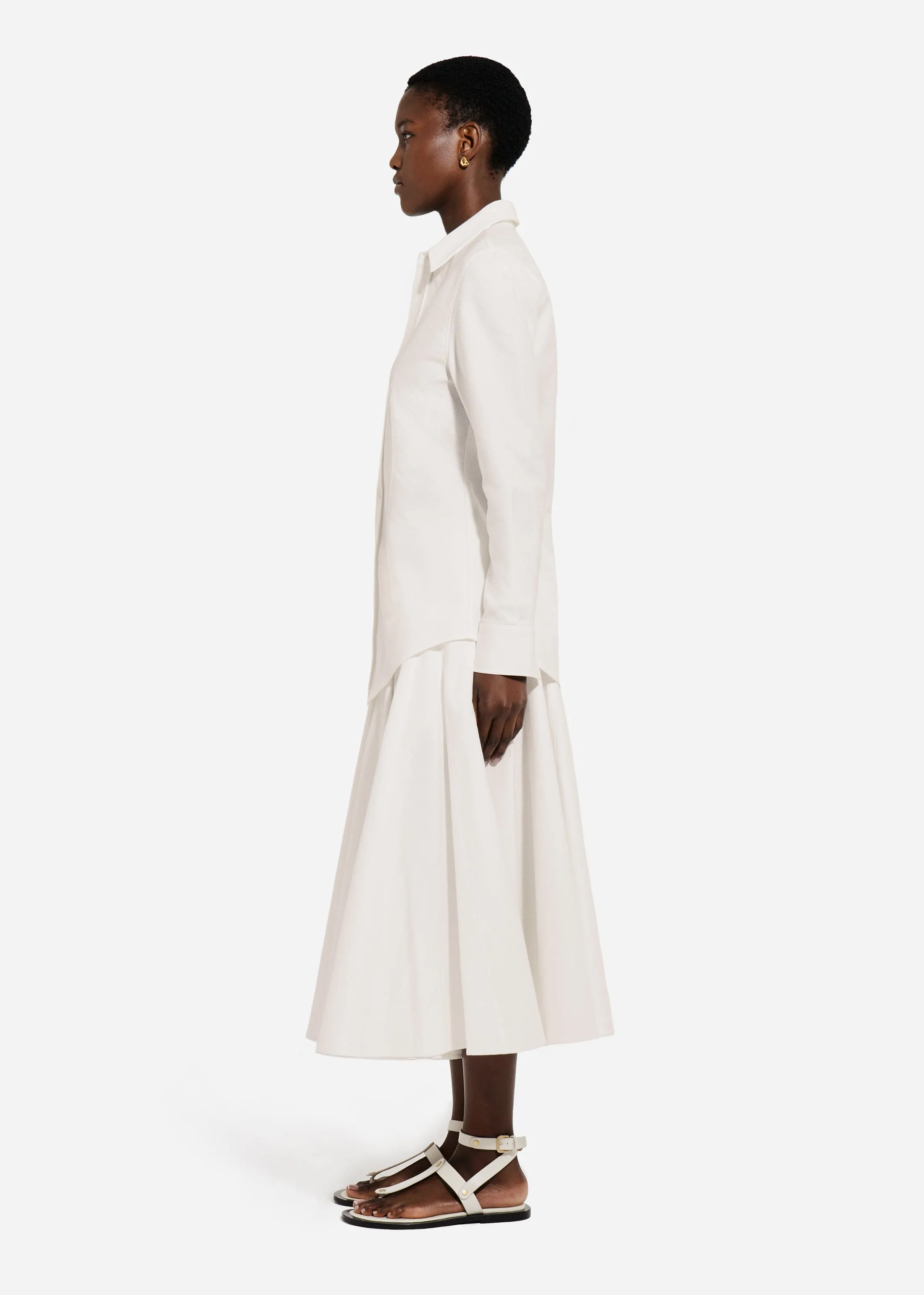 Fitted Button Down Shirt in Cotton Pique - White sold by CO product image thumbnail 2