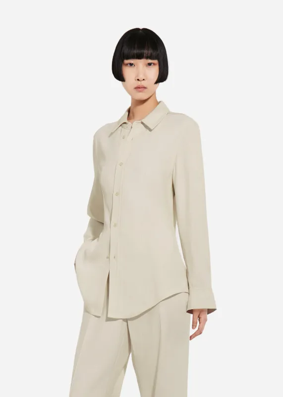 Fitted Collared Shirt in Viscose Twill - Pearl sold by CO