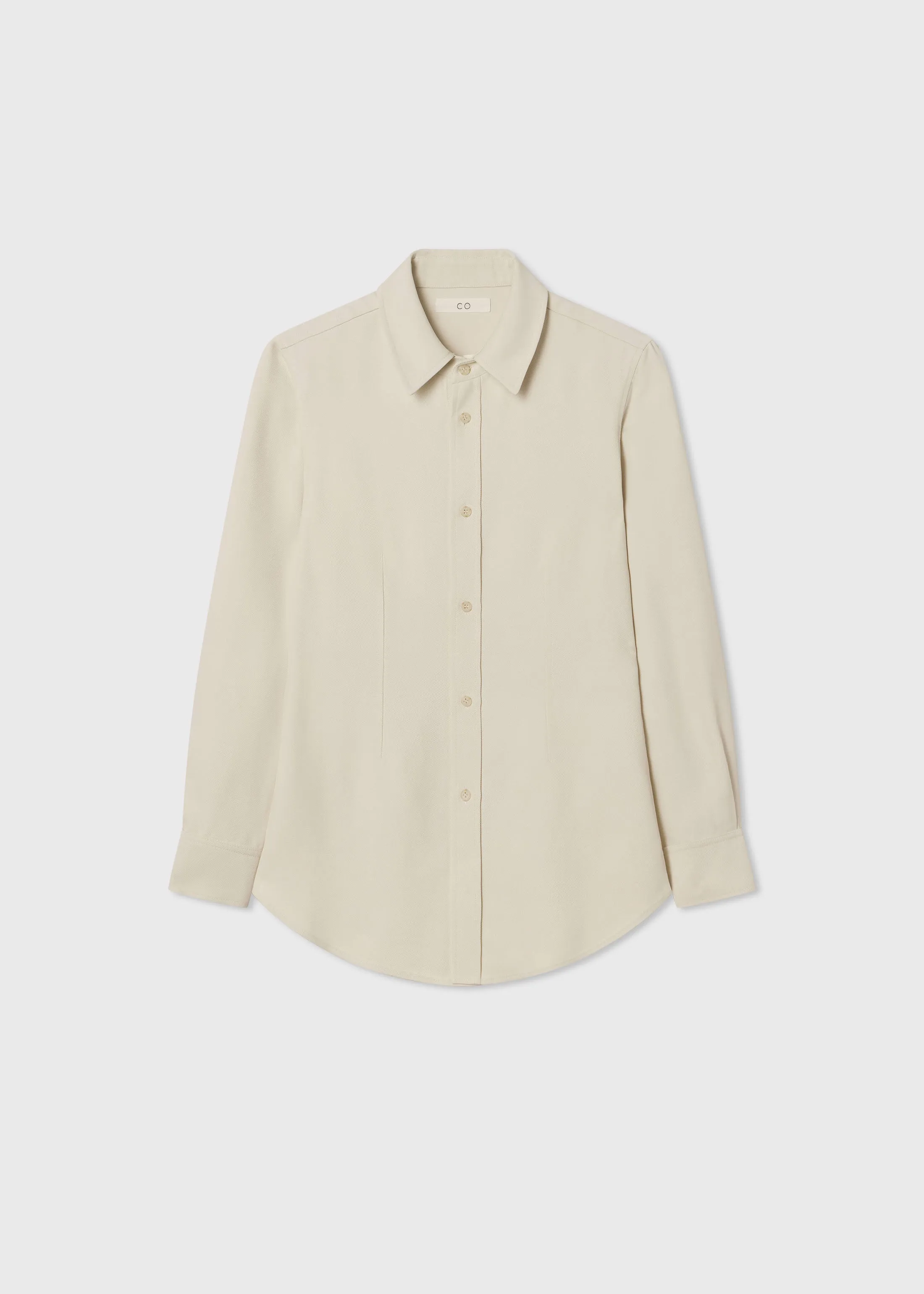 Fitted Collared Shirt in Viscose Twill - Pearl sold by CO product image thumbnail 5