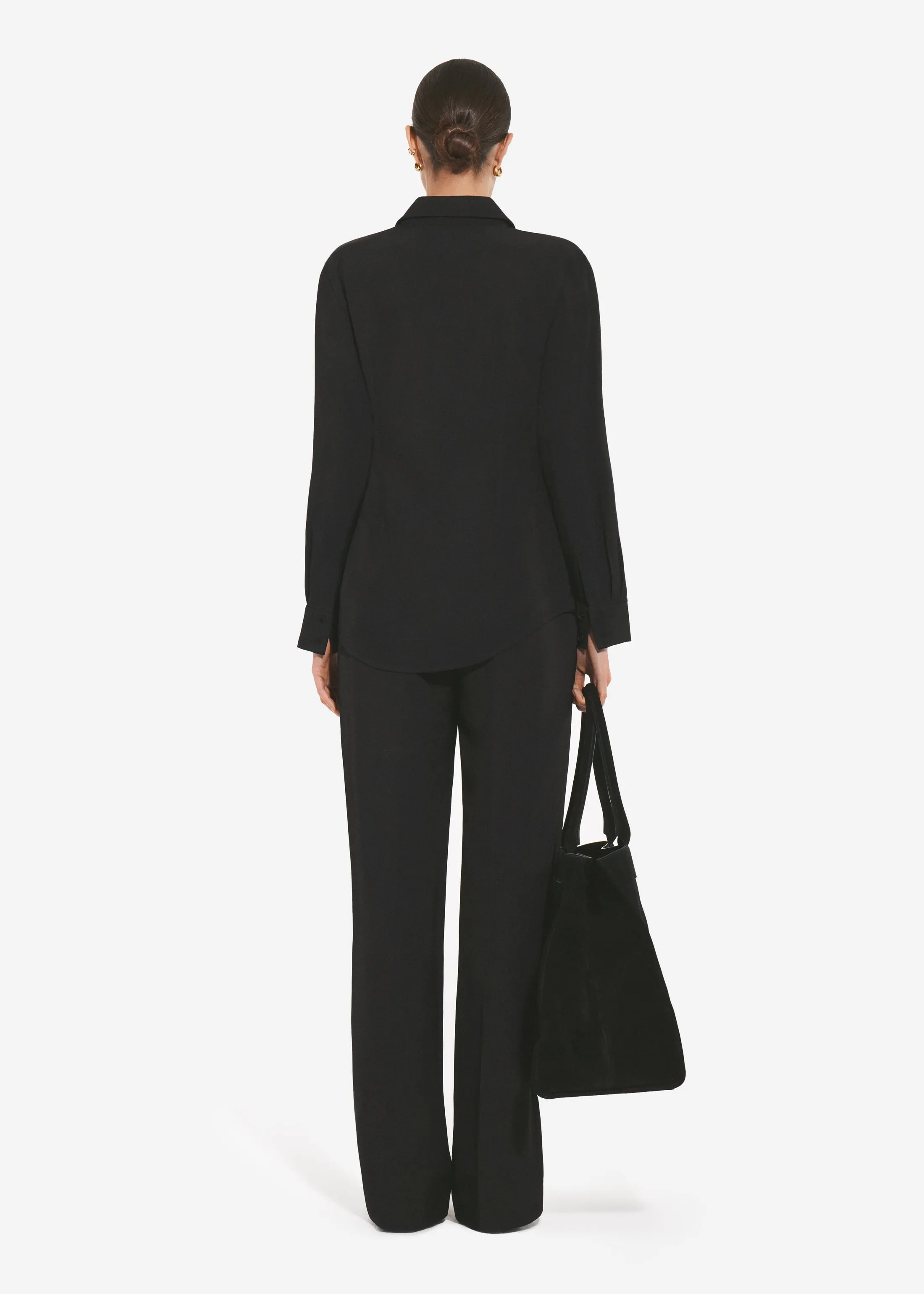 Fitted Collared Shirt in Viscose Twill - Black sold by CO product image thumbnail 4