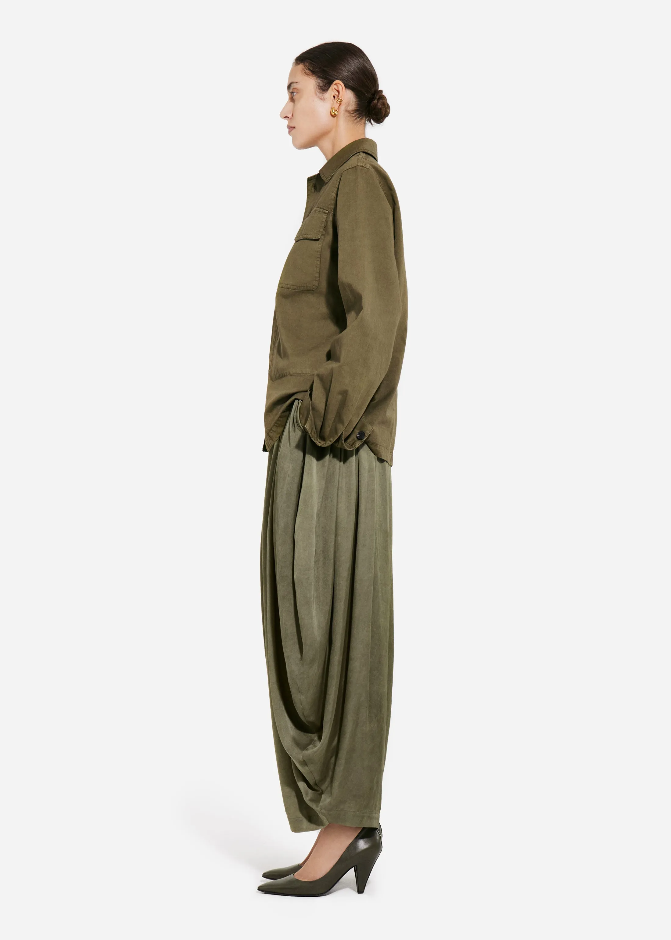 Elasticated Waist Gathered Pant in Viscose - Jade sold by CO product image thumbnail 3