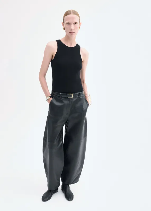 Cropped Leather Trouser - Black made by CO