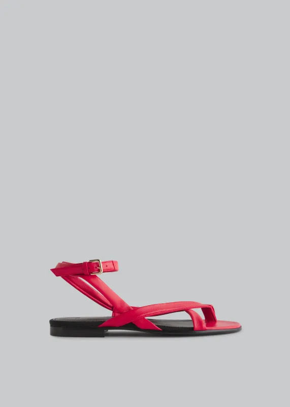 Stretch Leather Toe Strap Sandal in Red made by CO