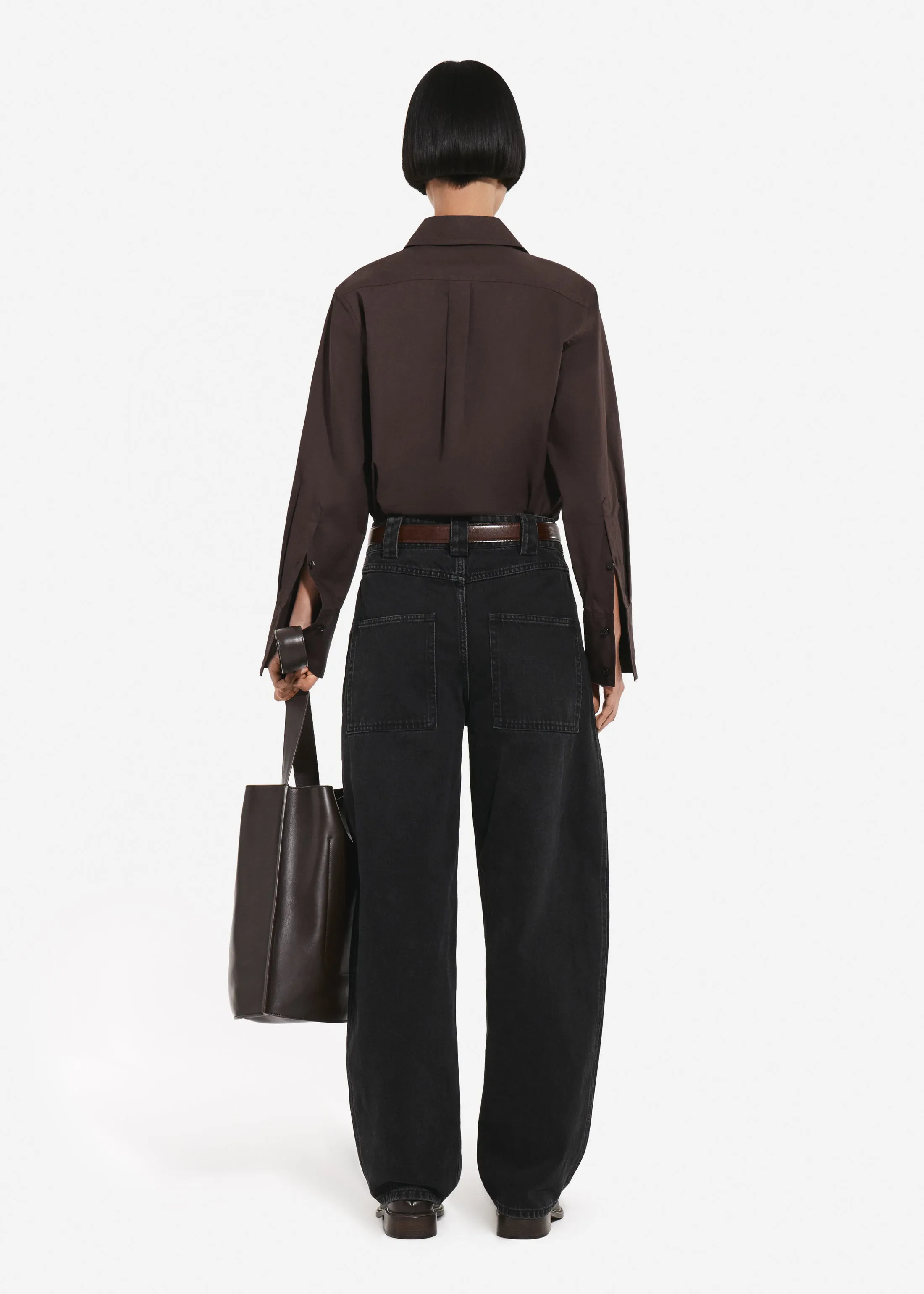 Fitted Shirt in Cotton Poplin - Chocolate sold by CO product image thumbnail 3
