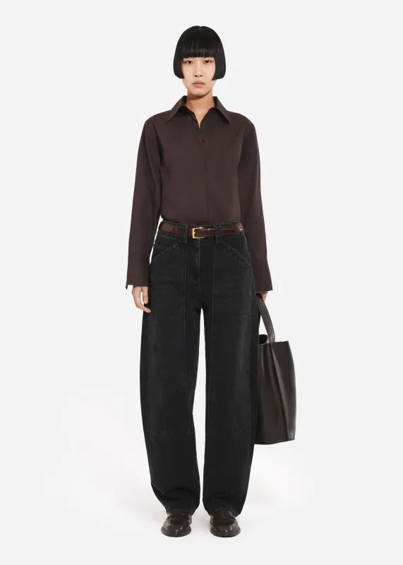 Fitted Shirt in Cotton Poplin - Chocolate made by CO