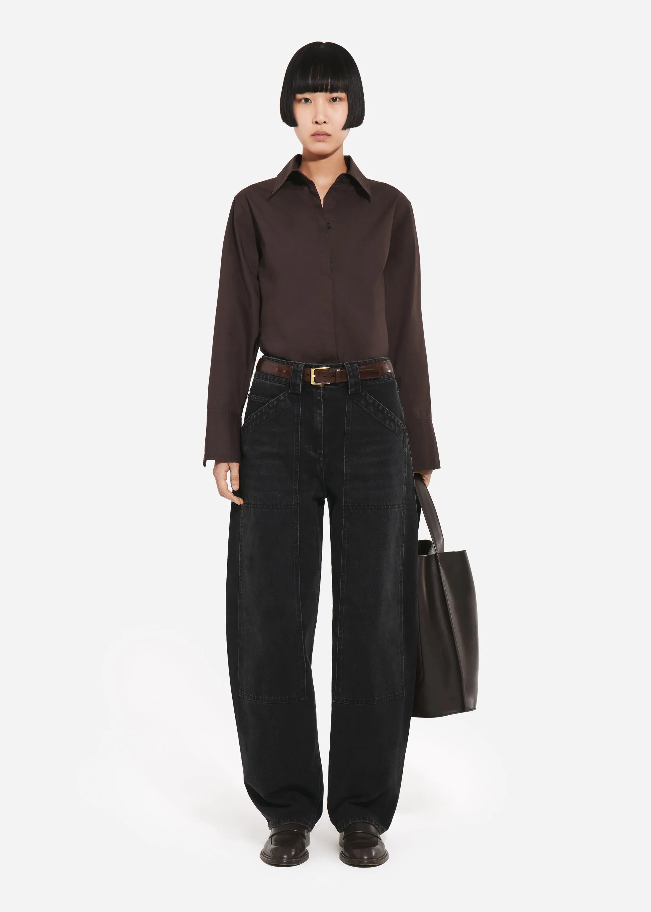 Fitted Shirt in Cotton Poplin - Chocolate sold by CO