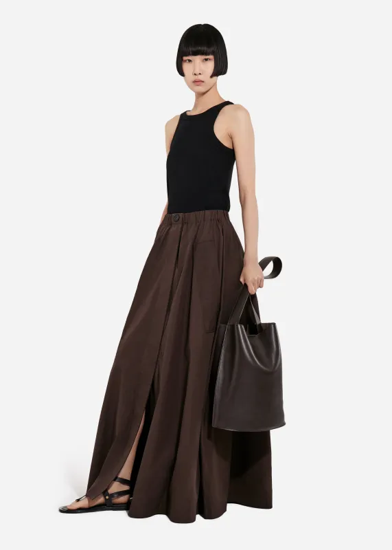 Parachute Skirt in Cotton Poplin - Chocolate made by CO