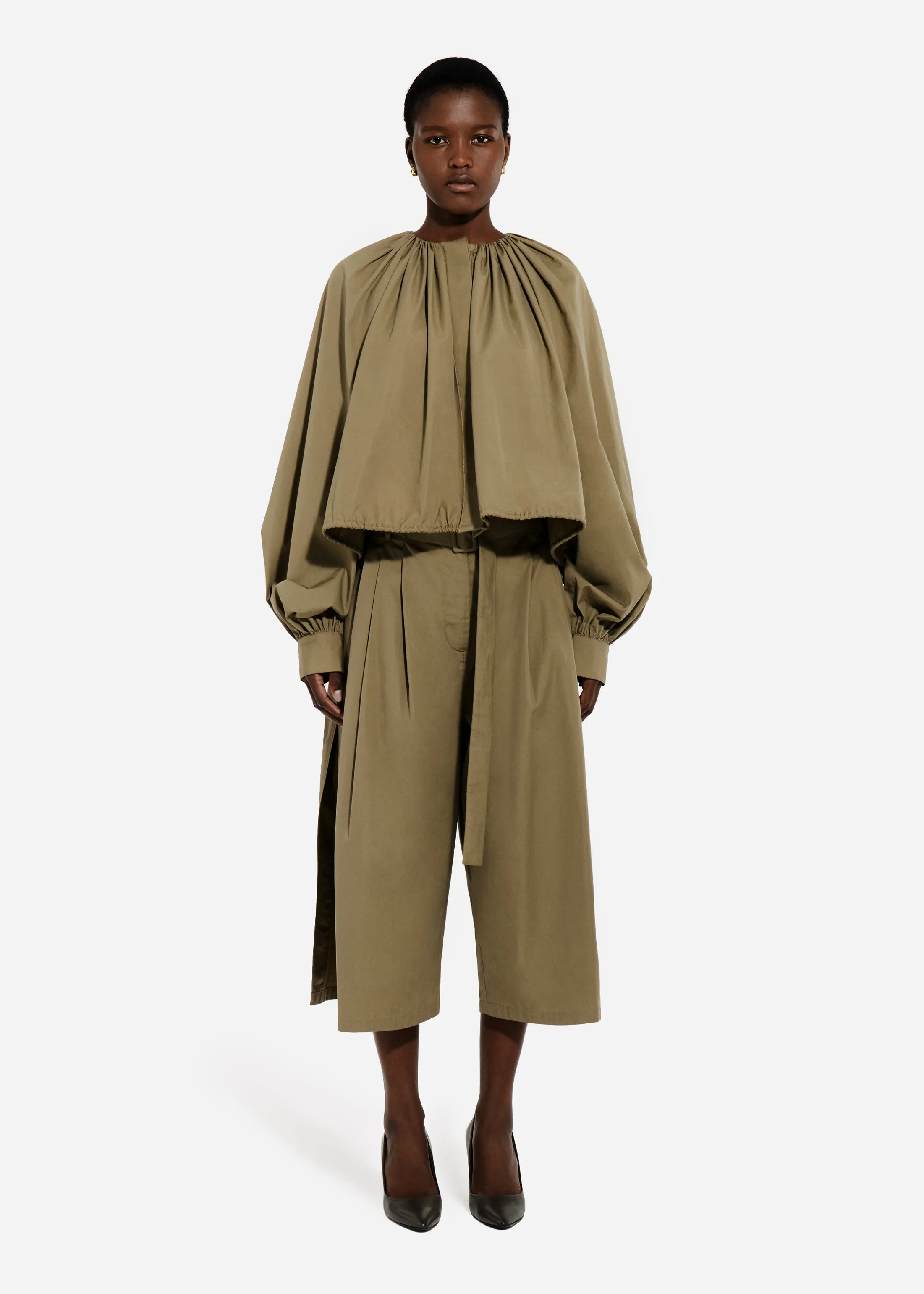 Gathered Tunic Shirt in Cotton Poplin - Aloe sold by CO product image thumbnail 4