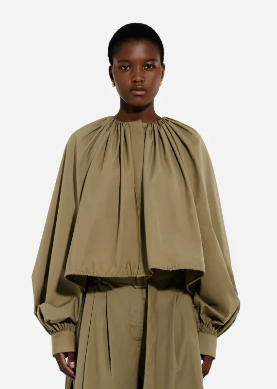 Gathered Tunic Shirt in Cotton Poplin - Aloe made by CO