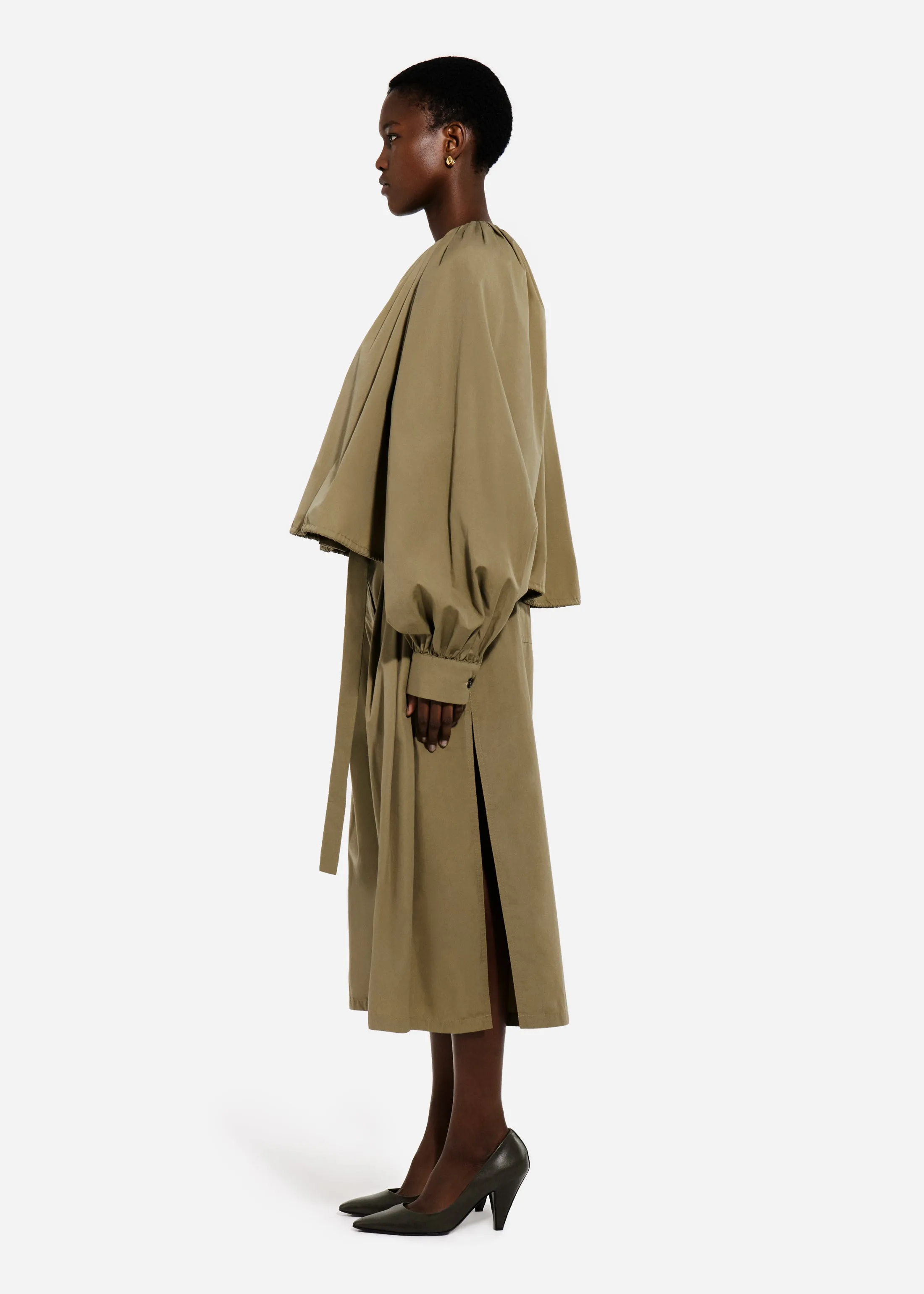 Gathered Tunic Shirt in Cotton Poplin - Aloe sold by CO product image thumbnail 3