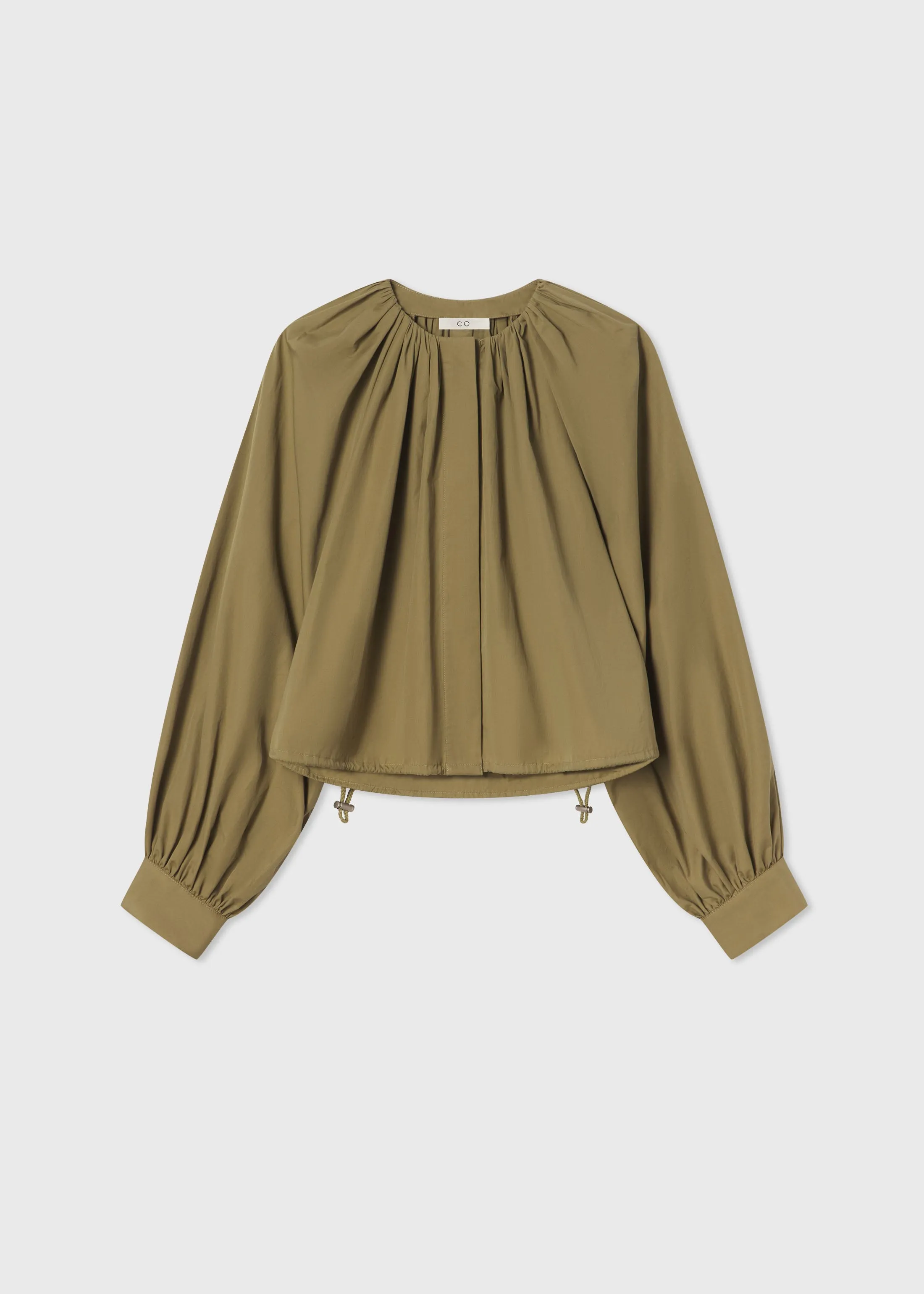 Gathered Tunic Shirt in Cotton Poplin - Aloe sold by CO product image thumbnail 5